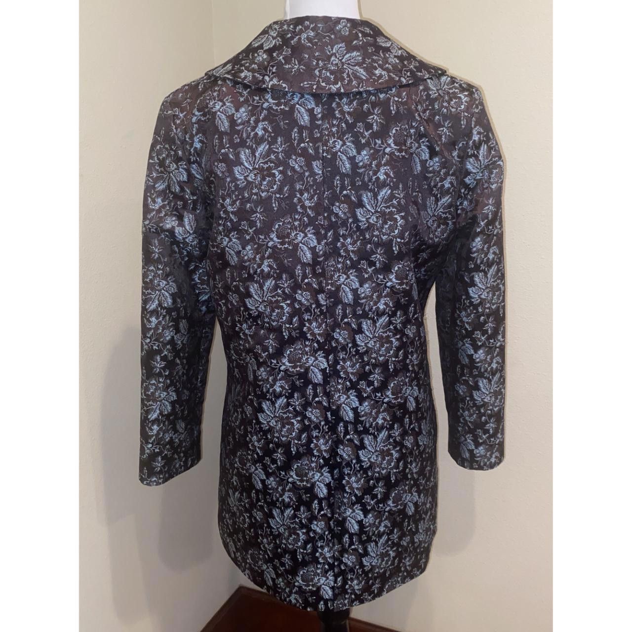 Designer Michelle Decourcy Floral Brocade Jacket M Black & Silver Size M / US 6-8 / IT 42-44 - 5 Thumbnail