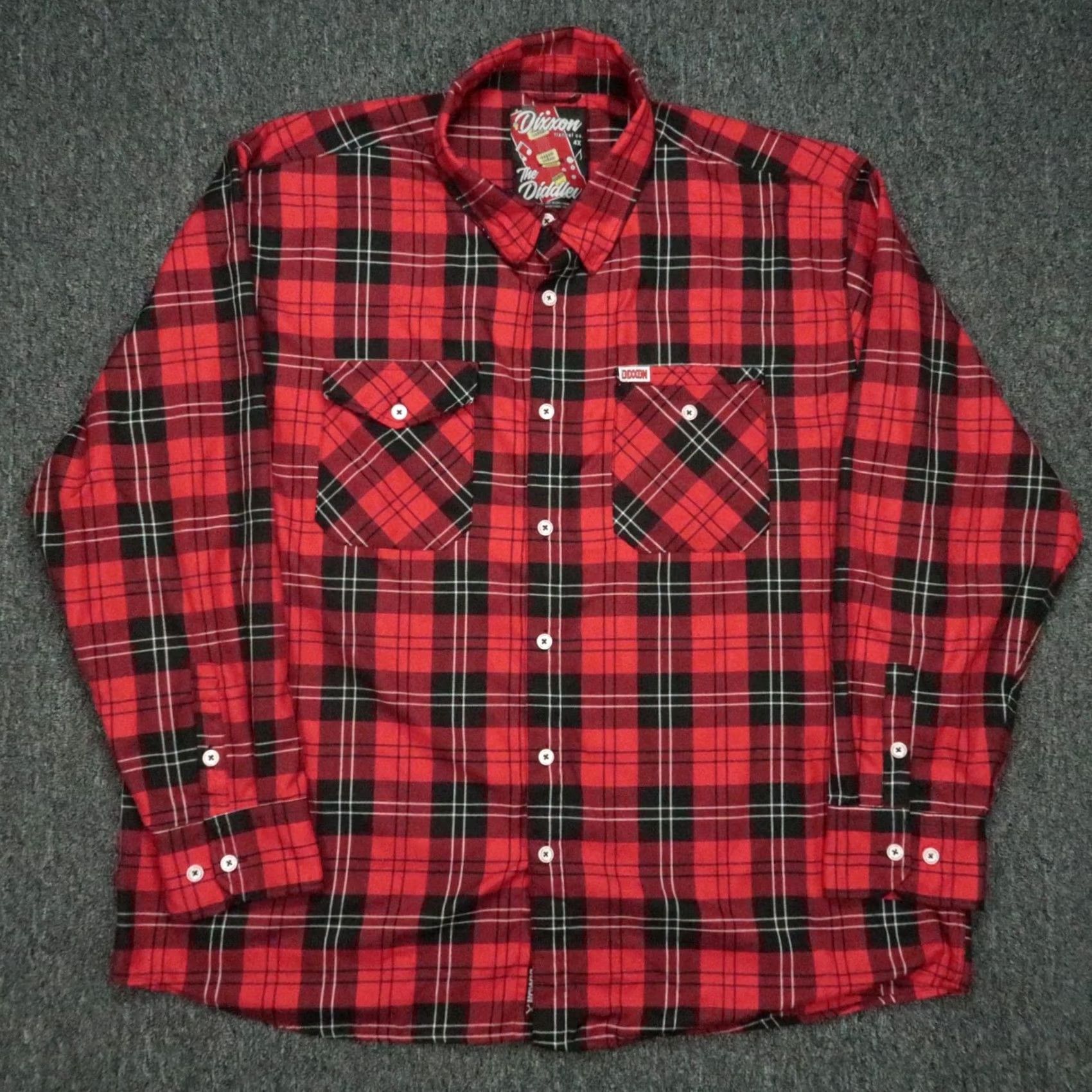 Vintage Dixxon Flannel Shirt Mens 4XL Red Black Buffalo Plaid The Diddley Long Sleeve Button-Up Size US XXL / EU 58 / 5 - 2 Thumbnail