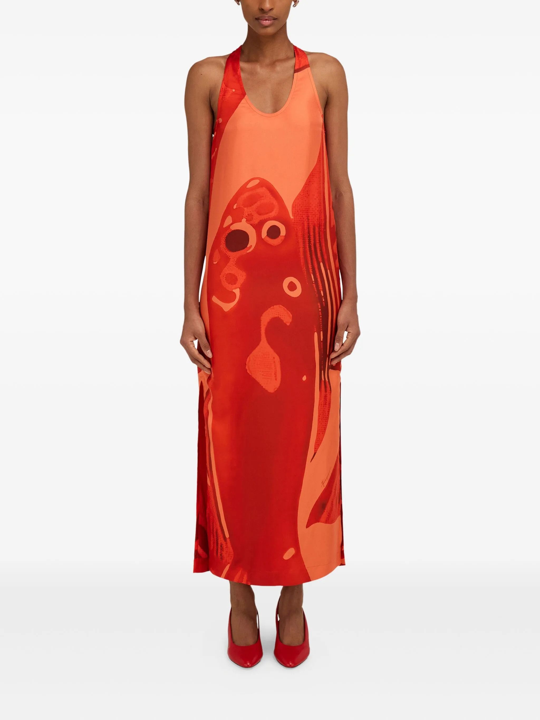 Salvatore Ferragamo o1s1rm0426 Silk Maxi Dress in Red Size S / US 4 / IT 40 - 2 Thumbnail