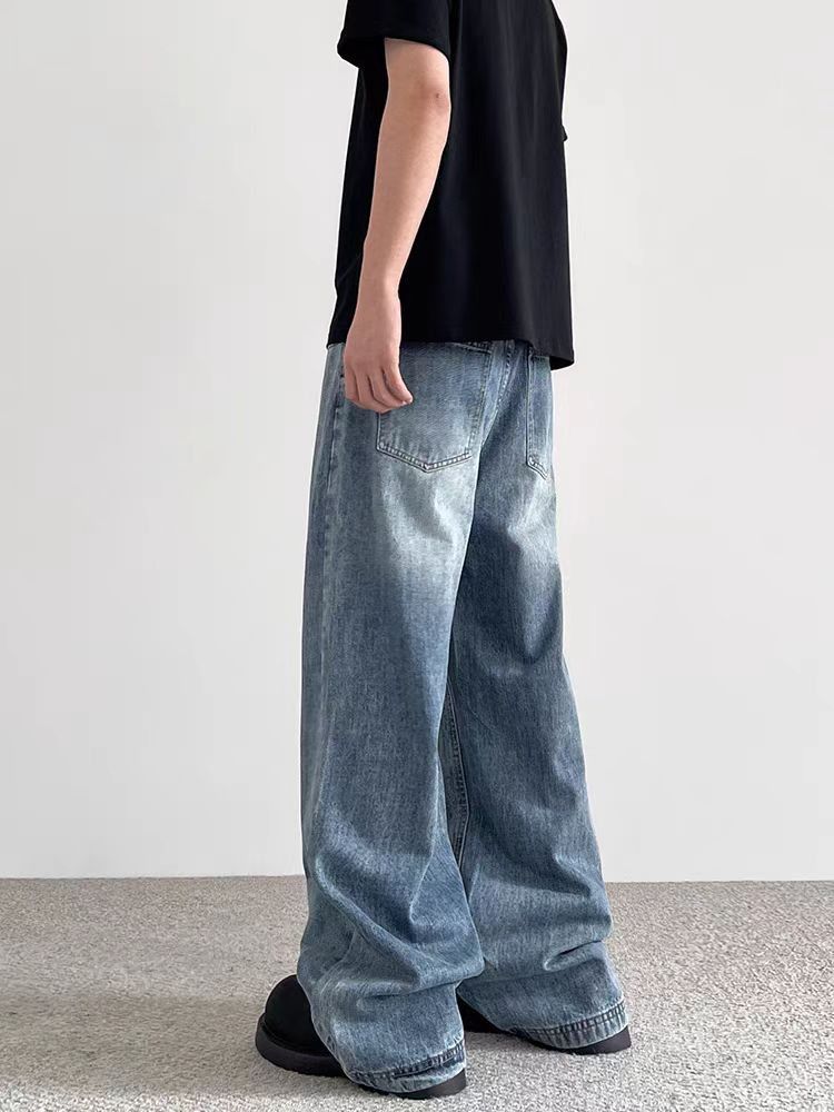 Japanese Brand × Jean Vintage washed baggy straight leg wide leg jeans Size US 33 - 2 Thumbnail