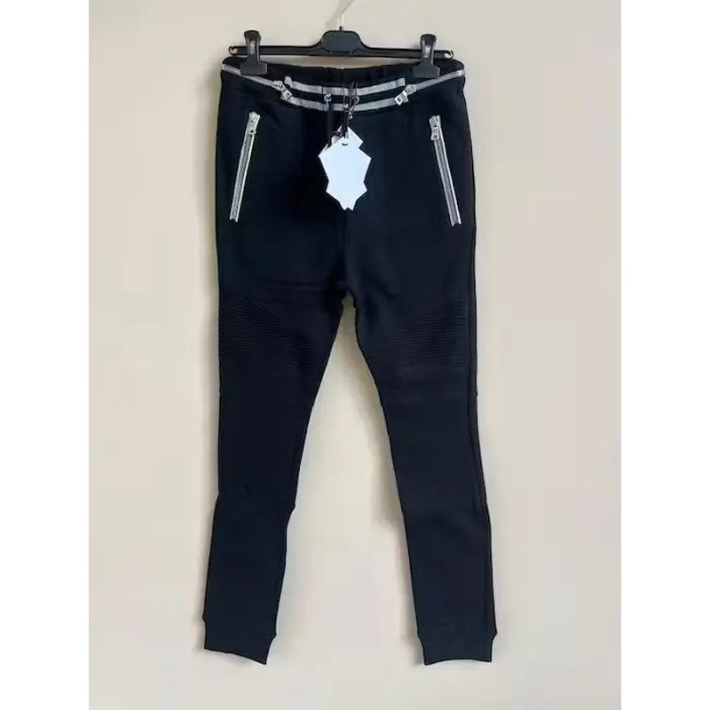 Balmain o1rshd1 Biker Sweat Pants With Silver Waist Band in Black Size US 30 / EU 46 - 17 Thumbnail