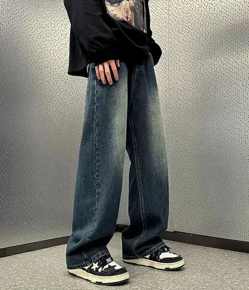 VIBE Vintage blue men's loose distressed oversize jeans Size US 32 / EU 48 - 3 Thumbnail