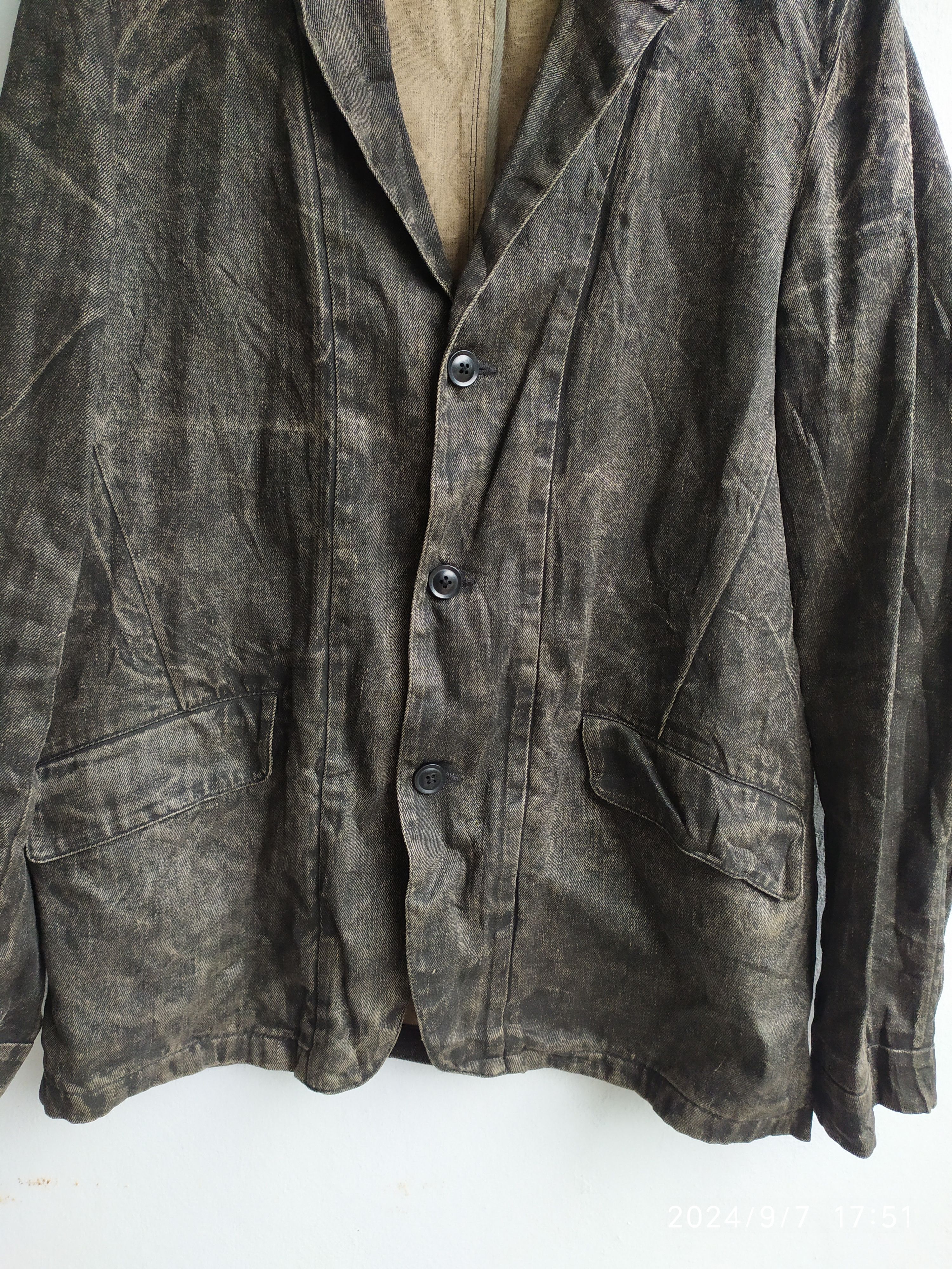 14th Addiction × If Six Was Nine × Japanese Brand United Arrows Blue Label Distressed Denim Blazer Jacket Size US L / EU 52-54 / 3 - 3 Thumbnail