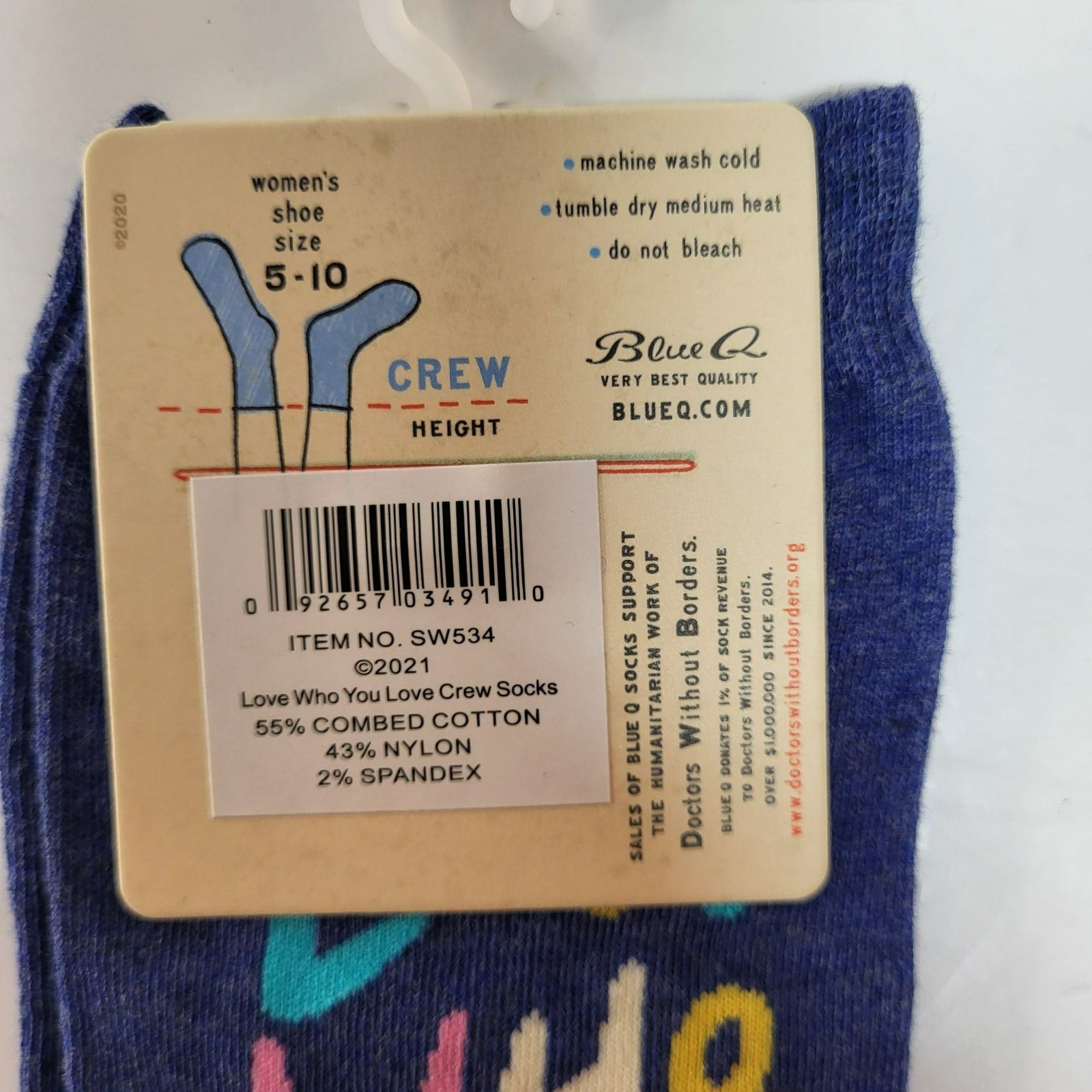 Other Blue Q Love Who You Love Crew Socks Women's Size 5-10 Blue Size ONE SIZE - 4 Thumbnail