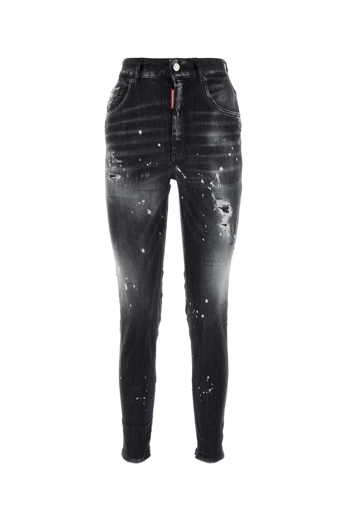 image of Dsquared2 Black Stretch Denim Twiggy Jeans, Women's (Size 26)