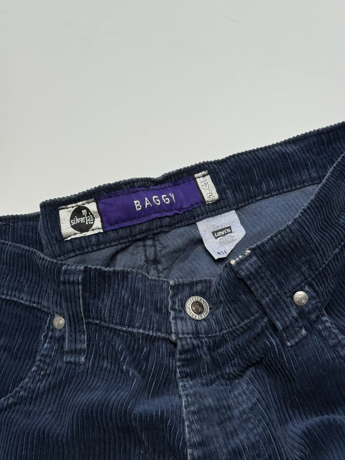 Levi's Vintage 90s Silvertab Baggy Navy Corduroy Size US 34 / EU 50 - 4 Thumbnail