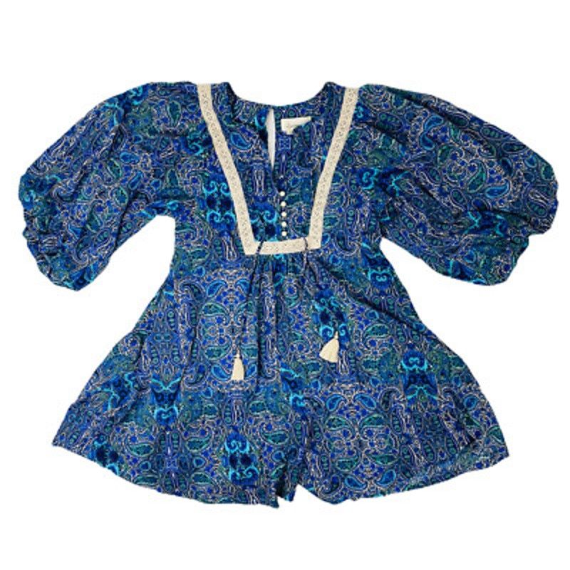 Anthropologie ANTHROPOLOGIE Romper LISSA Shorts Balloon Sleeves Paisley Size XS / US 0-2 / IT 36-38 - 9 Thumbnail