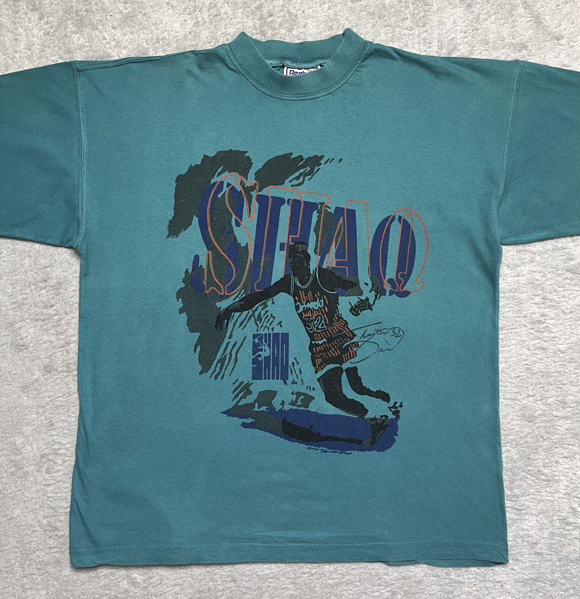 Reebok Vintage Turquoise T-Shirt Basketball Print Reebok Shao Shaq Size US M / EU 48-50 / 2 - 2 Thumbnail