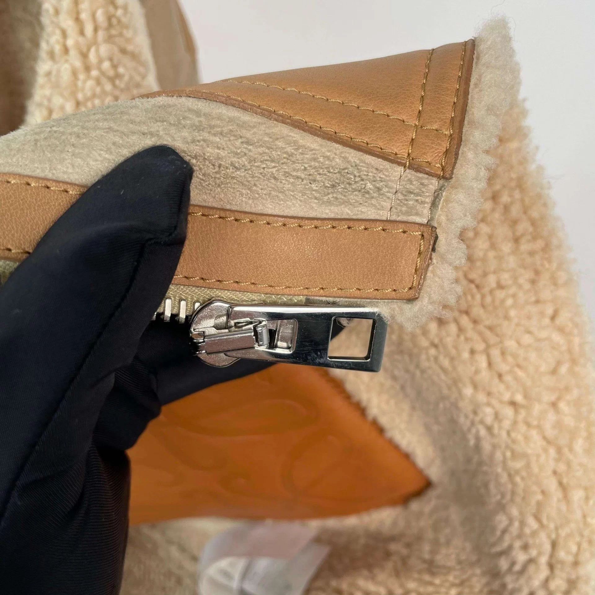 Loewe LOEWE wool shearling coat 170 brown gray colorblock Size XL / US 12-14 / IT 48-50 - 9 Thumbnail