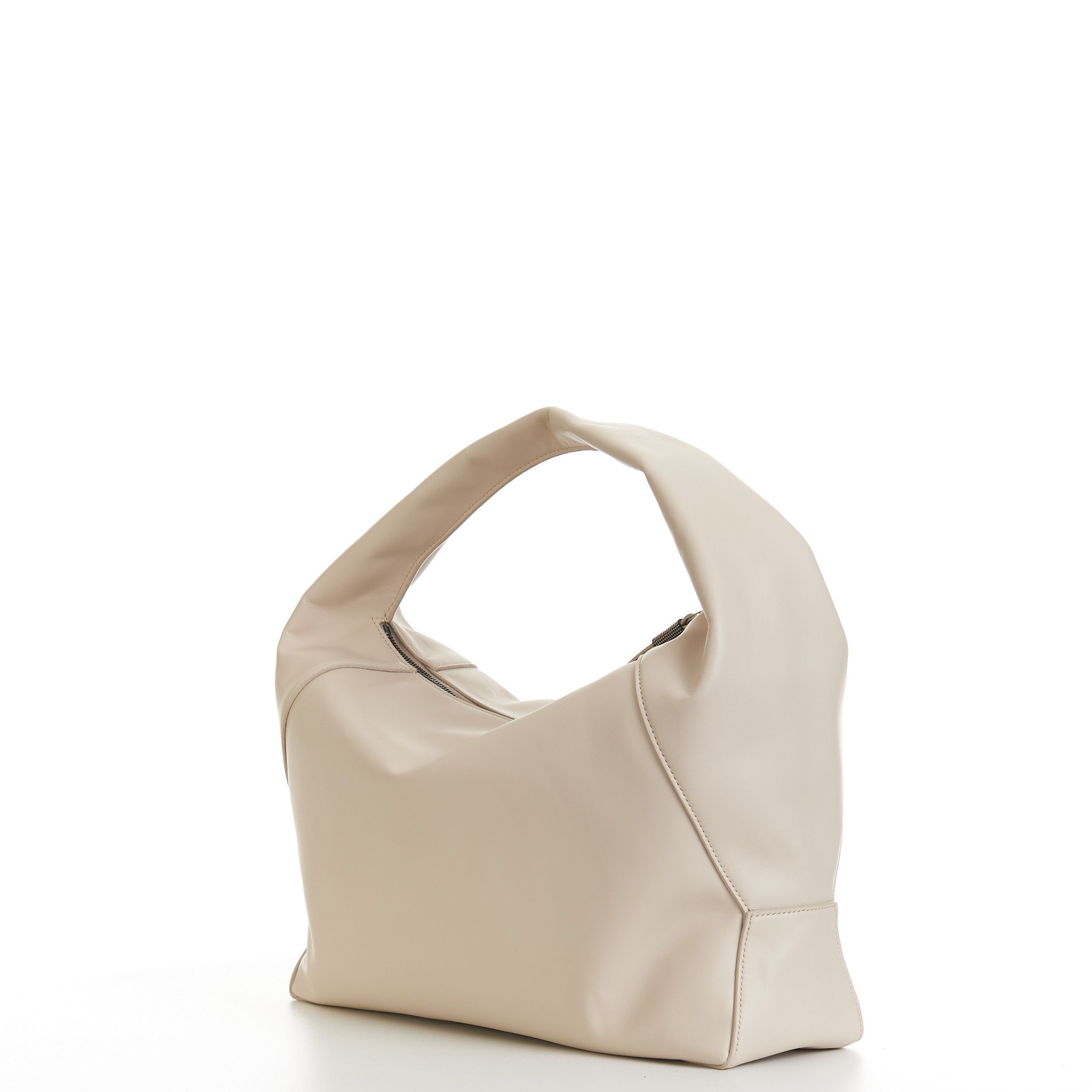 Brunello Cucinelli Hobo Bag In Brown Calfskin Leather Size ONE SIZE - 7 Thumbnail