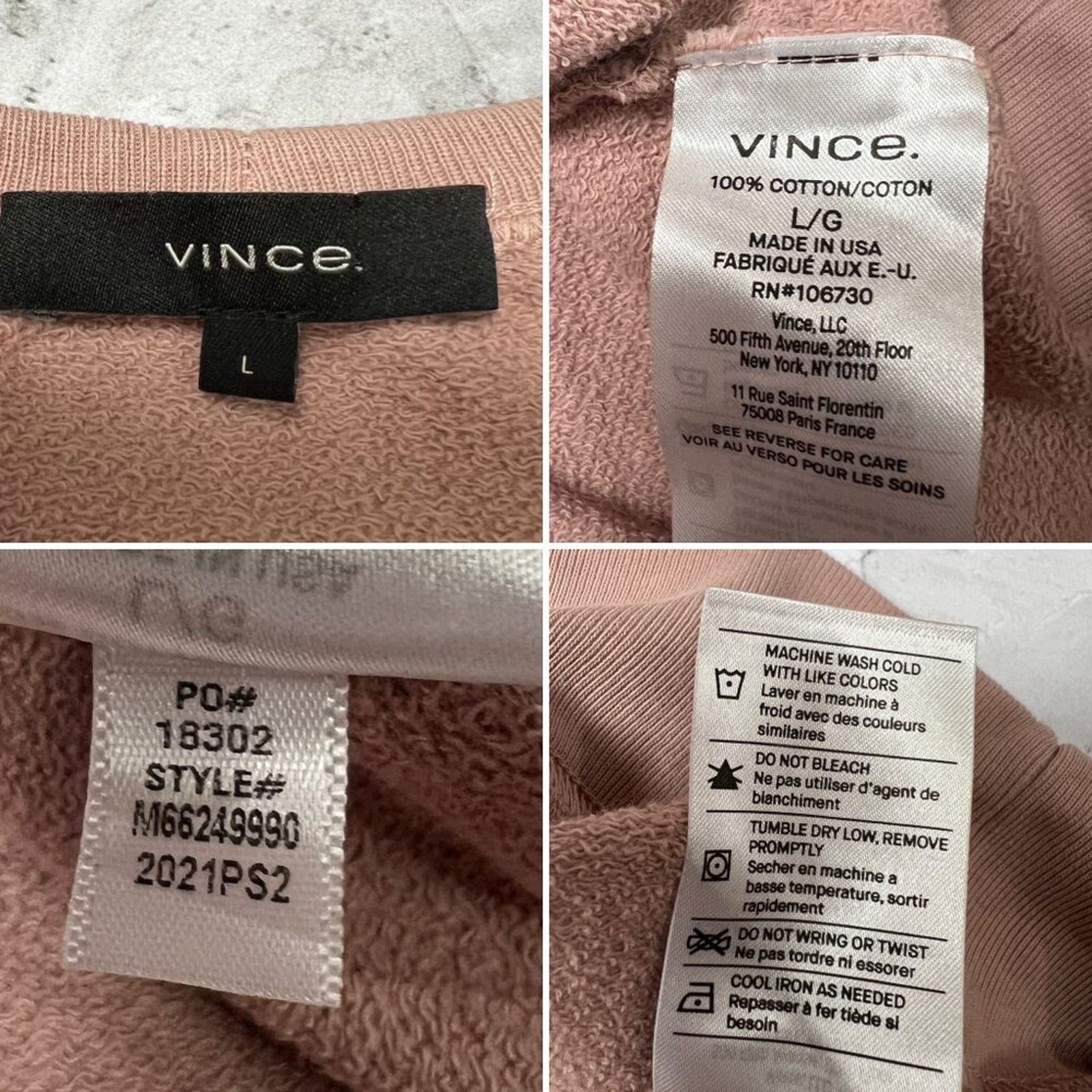 Vince Vince Garment Dye Long Sleeve Tee Mens L USA NWT Size US L / EU 52-54 / 3 - 6 Thumbnail