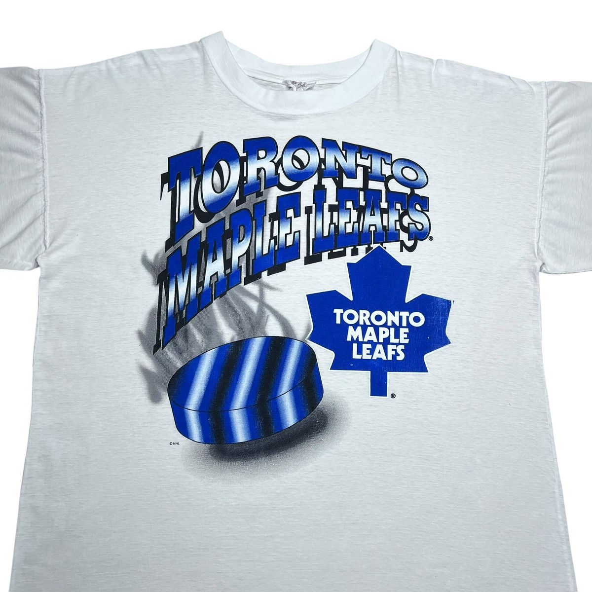 NHL Vintage 90s NHL Toronto Maple Leafs Hockey Spell Out T-Shirt Size US XL / EU 56 / 4 - 5 Thumbnail