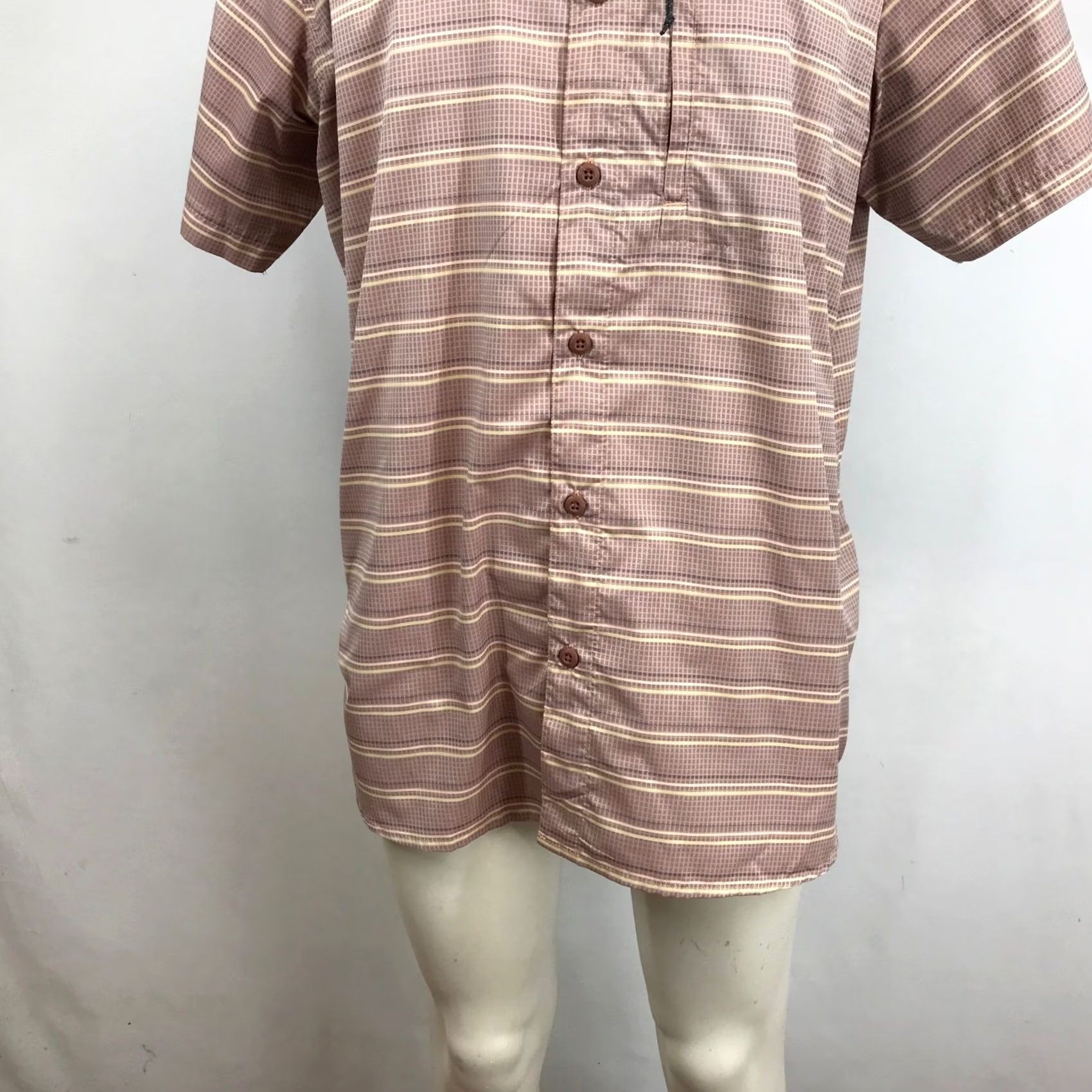 Vintage Columbia Mens XL Short Sleeve Button Up Shirt Brown Striped Outdoor Size US XL / EU 56 / 4 - 3 Thumbnail