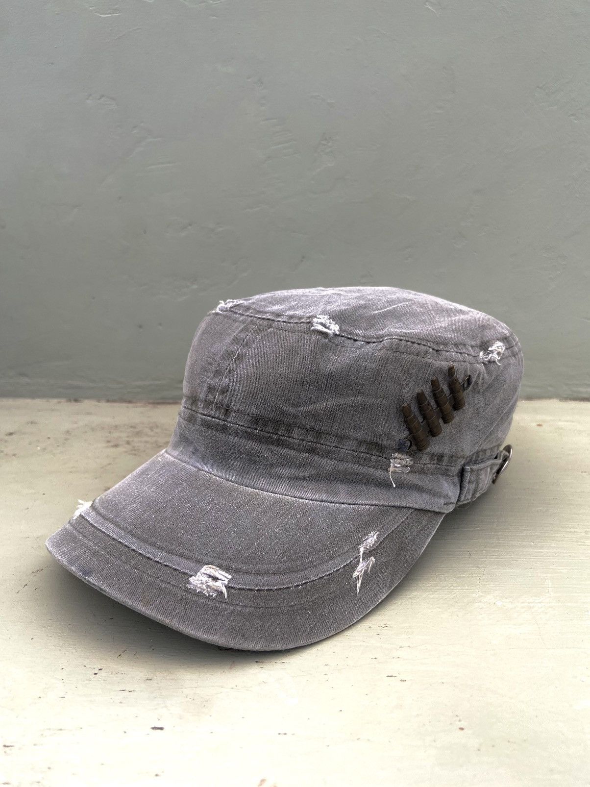 If Six Was Nine 2000s patrol hat with torn bullet ornament Size ONE SIZE - 2 Thumbnail