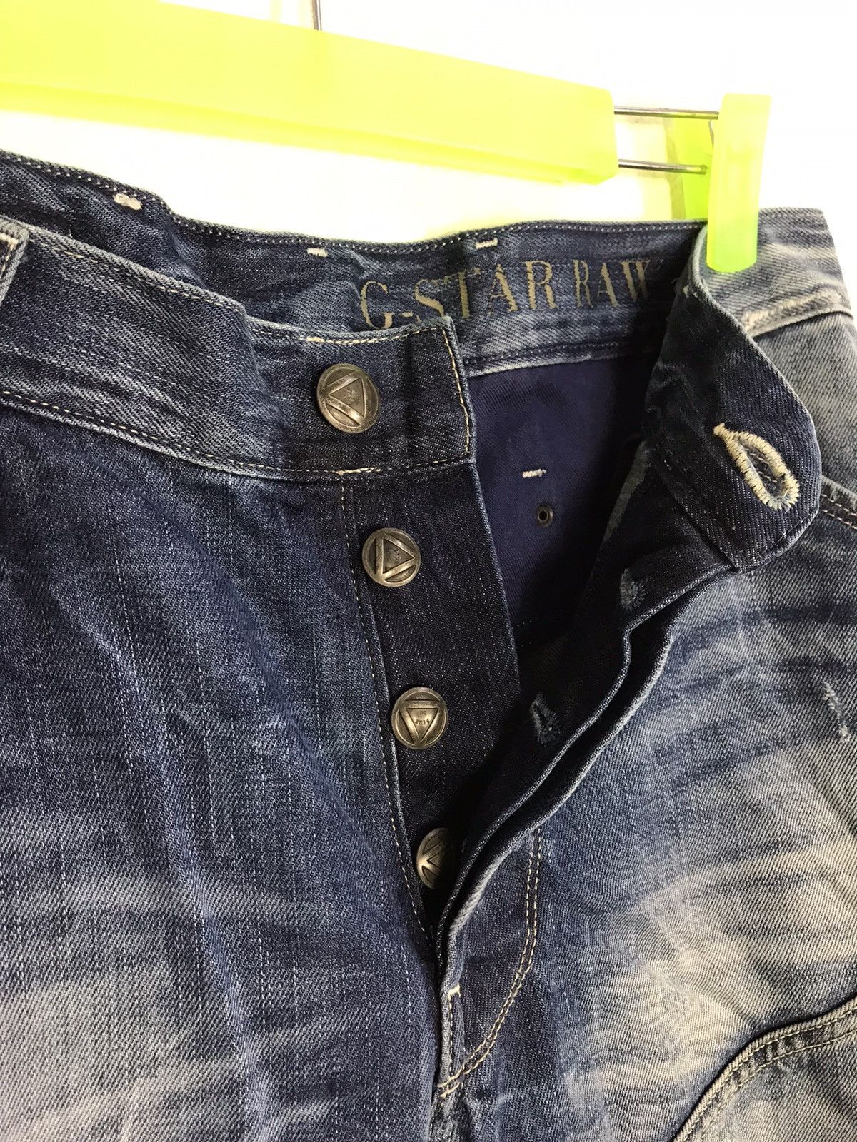 G-Star G Star Raw 3 Denim Biker Design Indigo Low Rise Straight Cut Size US 29 - 4 Thumbnail