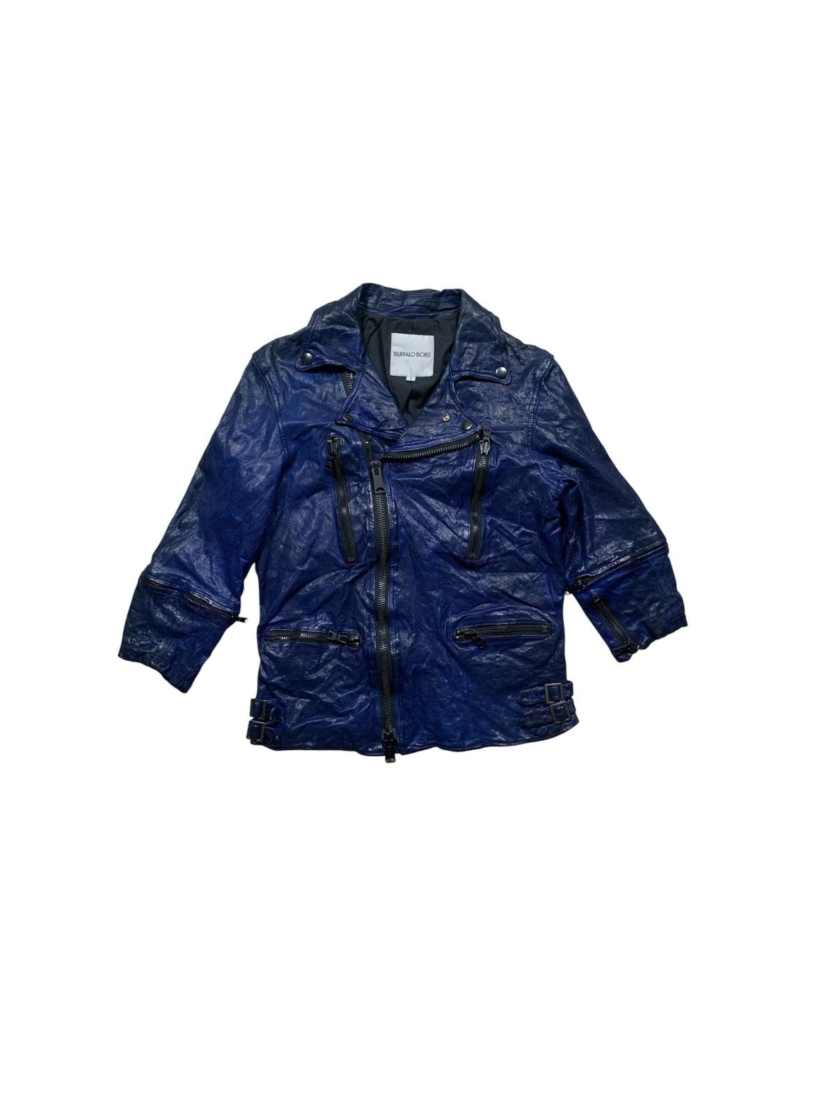BUFFALO BOBS Buffalo Bobs HRB5406 Blue Goat Leather Biker Jacket Size US S / EU 44-46 / 1 - 1 Thumbnail