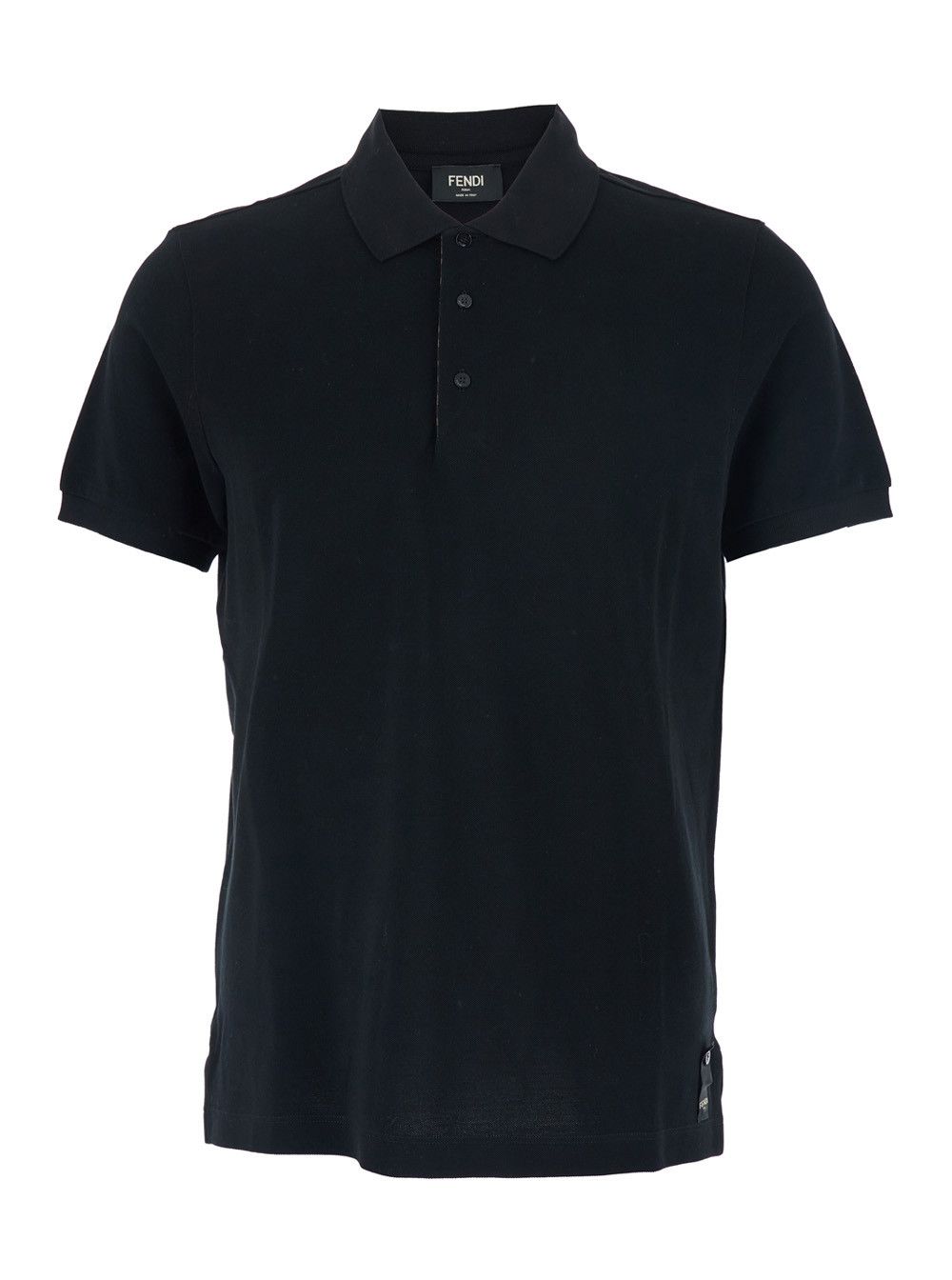 Fendi Black Polo Shirt with Logo Patch on the Front in Cotton Pique Man Size US S / EU 44-46 / 1 - 1 Thumbnail
