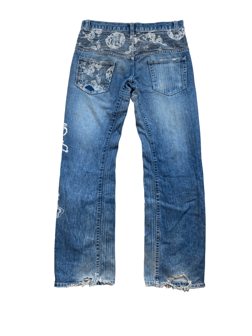 14th Addiction × If Six Was Nine Distressed Dragon Denim Jeans Size US 32 / EU 48 - 4 Thumbnail