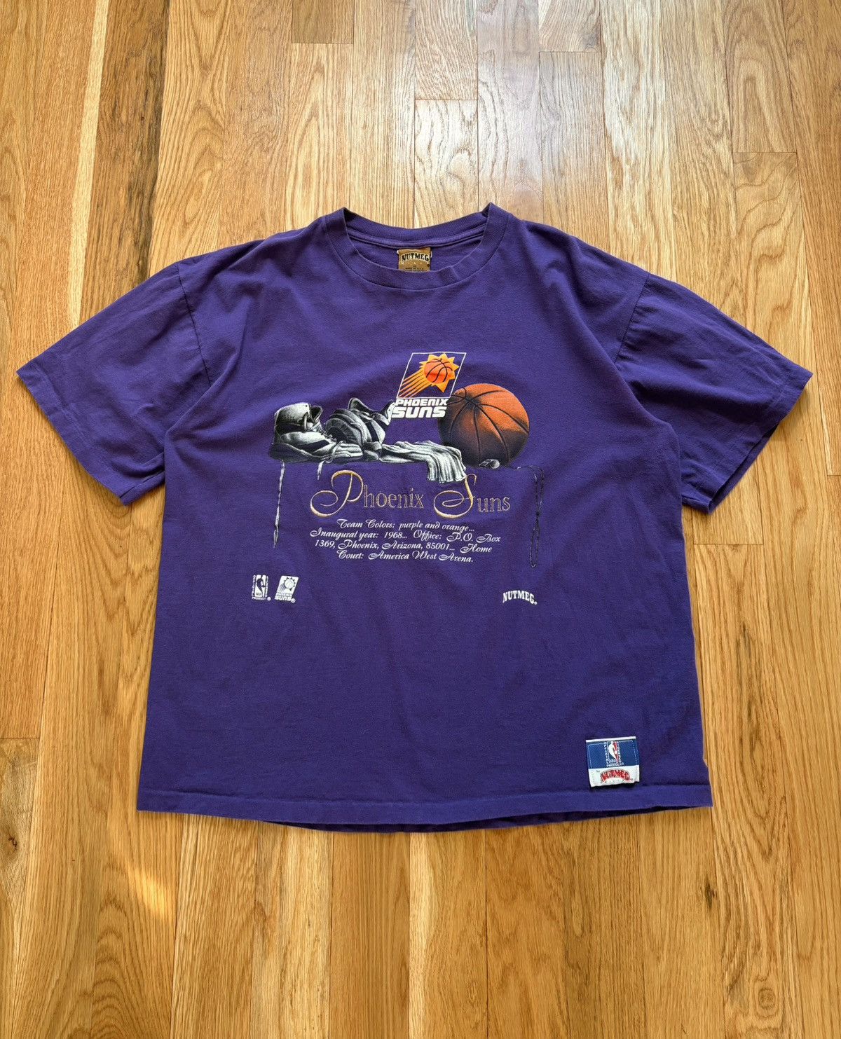 Nutmeg Phoenix Suns Nutmeg Mills Vintage 90s Single Stitch Tee XL Size US XL / EU 56 / 4 - 1 Thumbnail