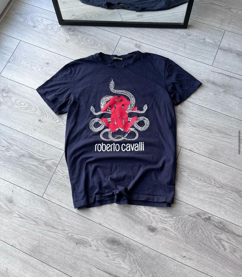 Vintage Roberto Cavalli Snake Logo T-shirt Y2K XL