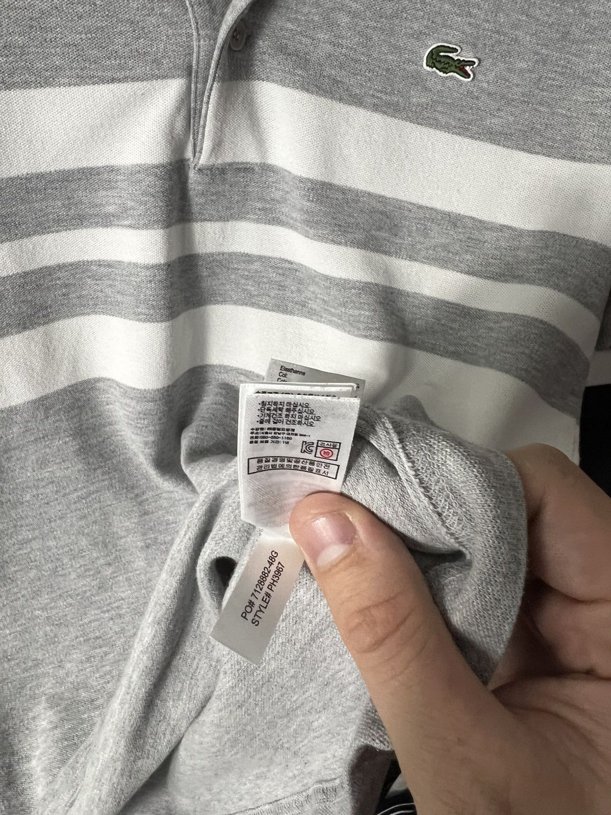 Lacoste 🩶 Lacoste Grey Striped Polo Size M 🐊 Classic Slim Fit Size US M / EU 48-50 / 2 - 7 Thumbnail