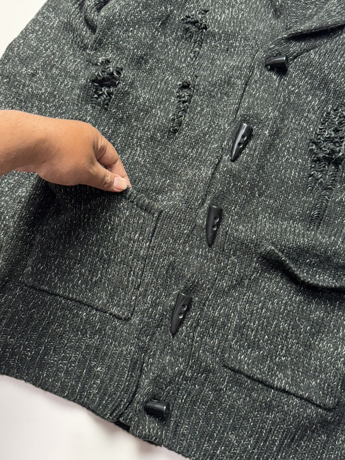 GOSTAR DE FUGA × Japanese Brand × Le Grande Bleu (L.G.B.) Distressed Intheattic Cardigan Ifsixwasnine lgb style Size US L / EU 52-54 / 3 - 5 Thumbnail