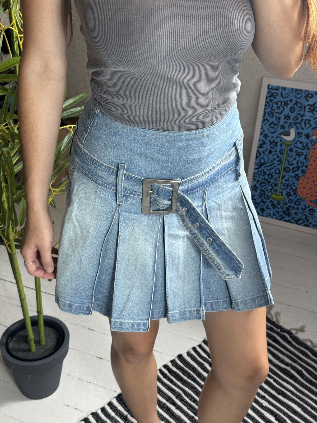 Other VINTAGE PLEATED 2000s WITH BELT MINI SKIRT Size 28" / US 6 / IT 42 - 2 Thumbnail