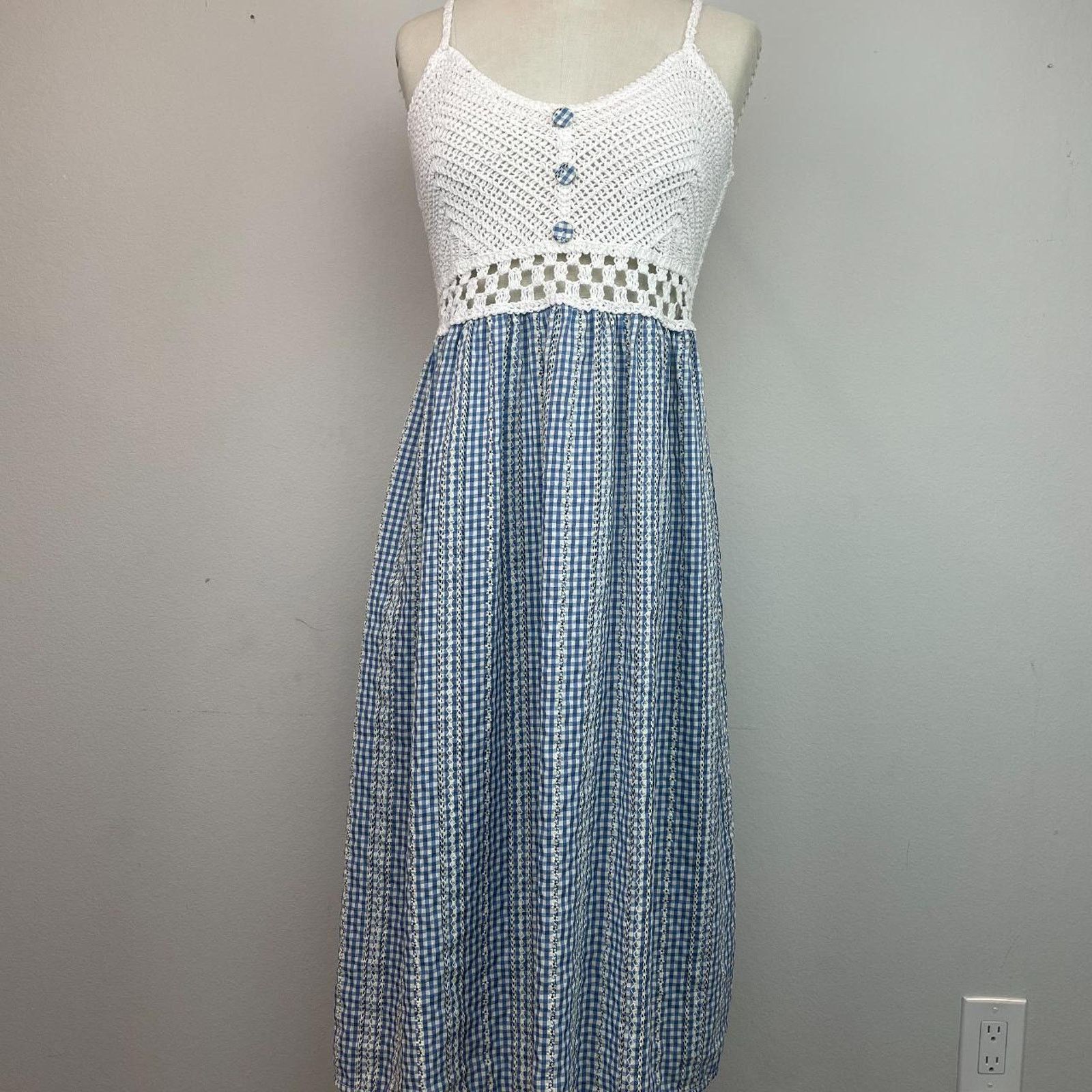 Other Mirrou Crochet Gingham Print Sundress Size M / US 6-8 / IT 42-44 - 3 Thumbnail