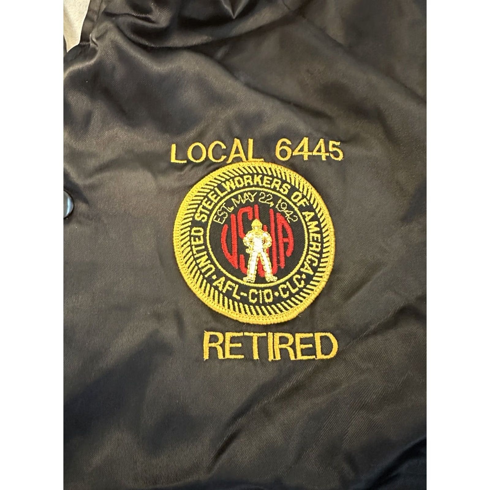 Vintage VINTAGE West Ark Jacket 80s Satin Black Large United Steelworkers Retired Made In USA Size US L / EU 52-54 / 3 - 2 Thumbnail