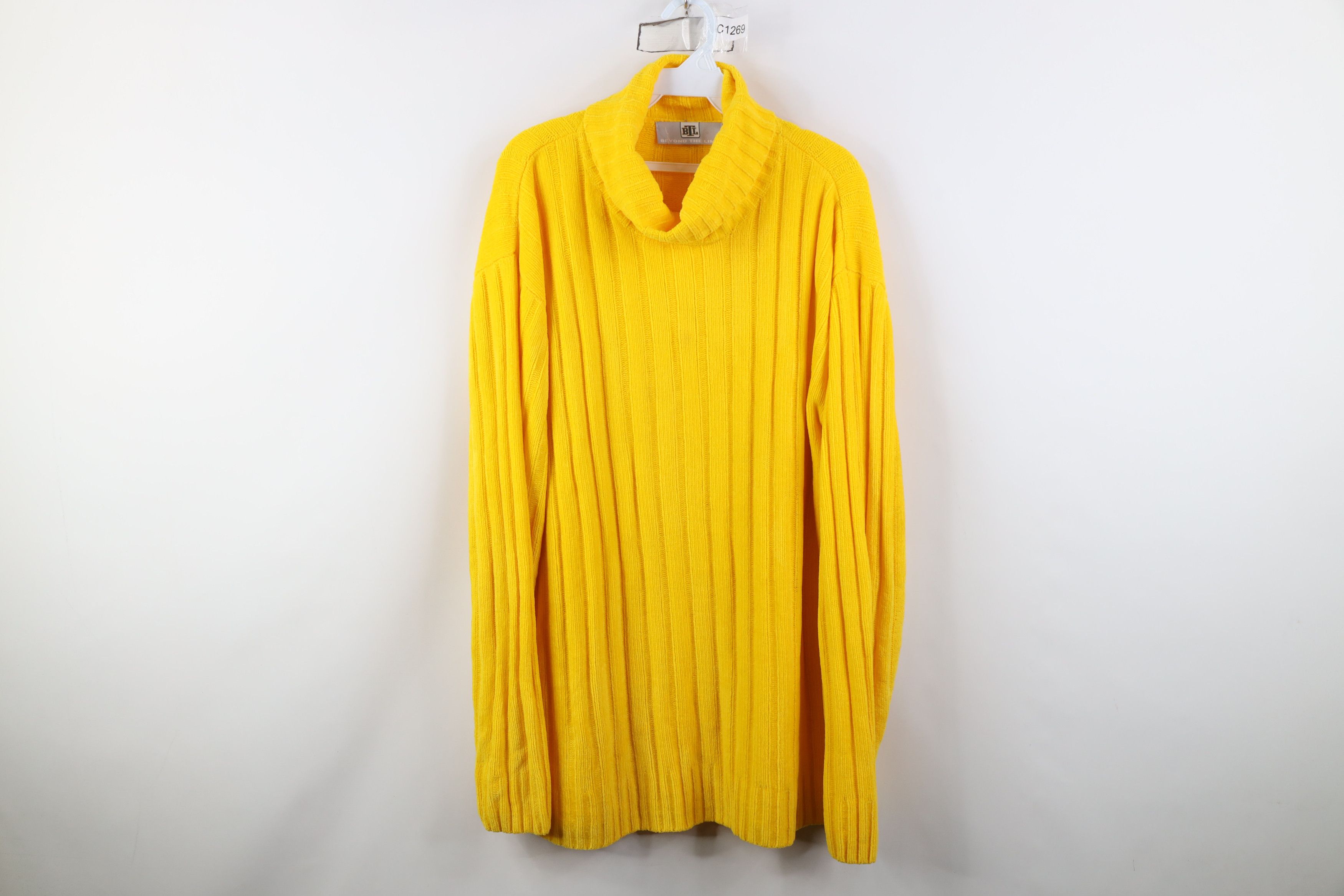 Vintage Vintage 90s Y2K Streetwear Ribbed Knit Turtleneck Sweater Size US M / EU 48-50 / 2 - 1 Thumbnail