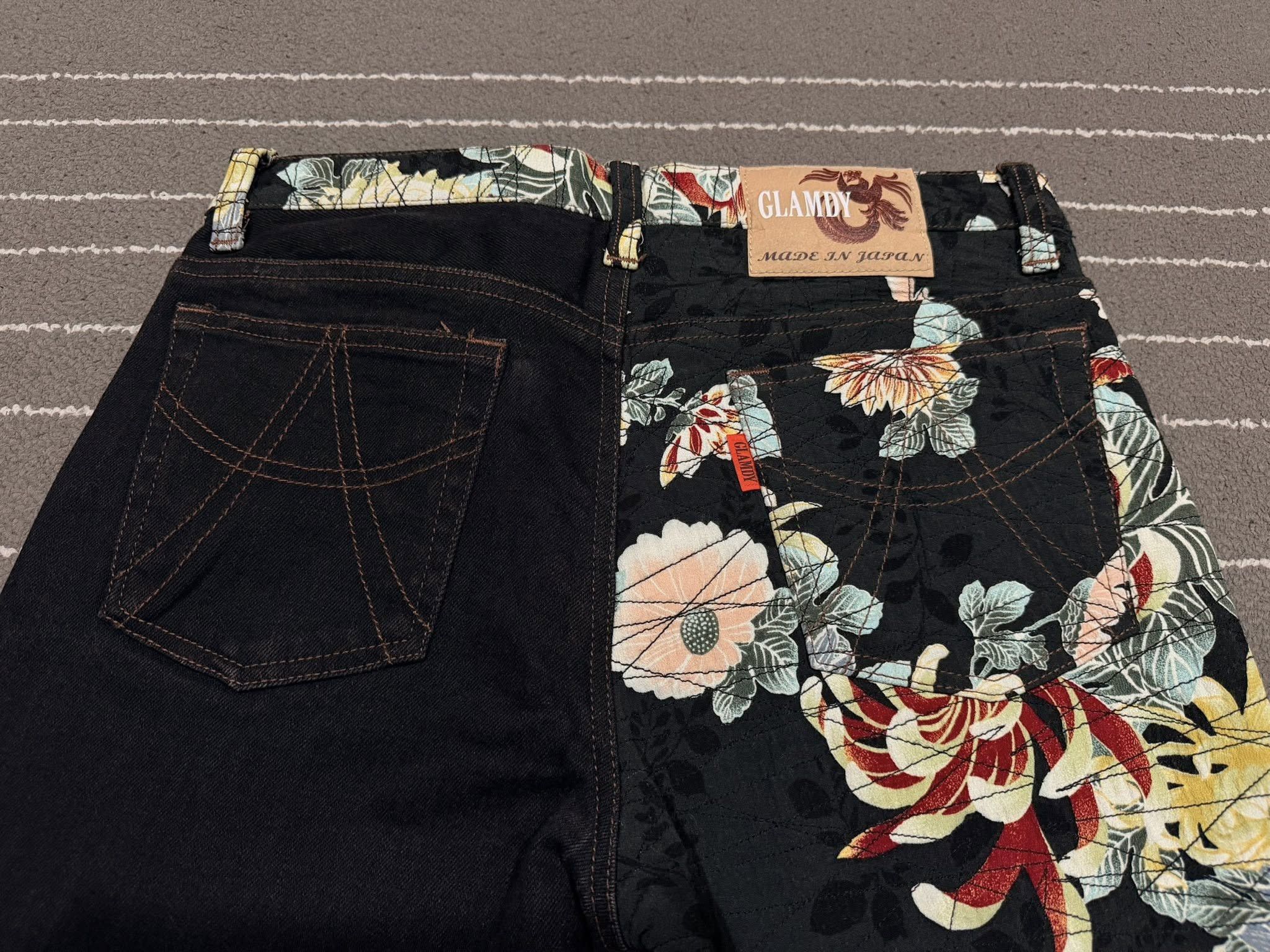 Japanese Brand GLAMDY Japanese kimono fabric X DENIM women W30 2771 Size 30" / US 8 / IT 44 - 9 Thumbnail