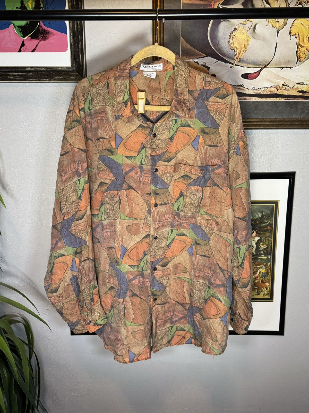 Vintage Vintage AOP Silk Button Up Shirt Size US XL / EU 56 / 4 - 1 Thumbnail