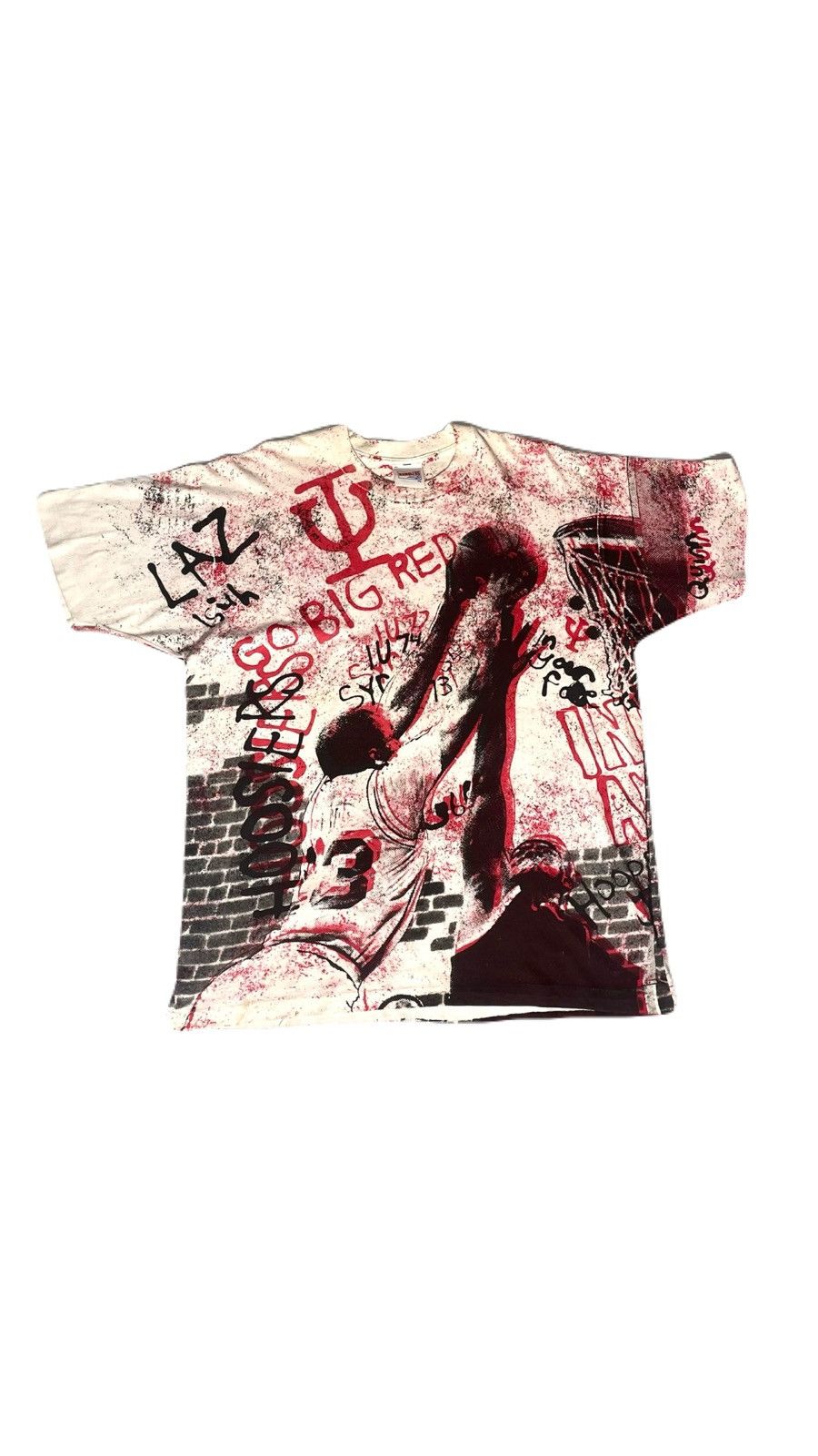 Vintage VTG 90s BIG RED Basketball All Over Graphic T-Shirt Men XL Size US XL / EU 56 / 4 - 1 Thumbnail