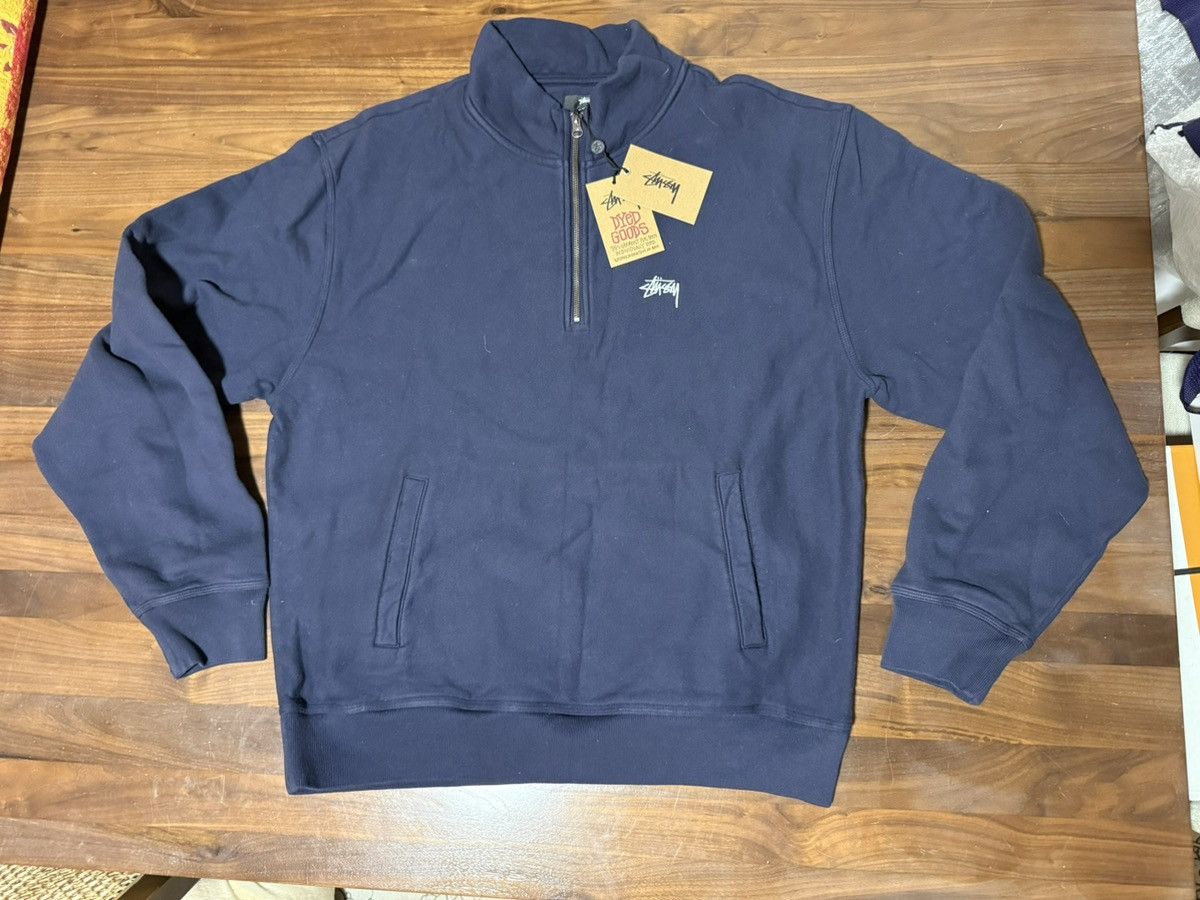 STÜSSY Overdyed Stock Logo Mock Neck Quarter Zip Men’s Size