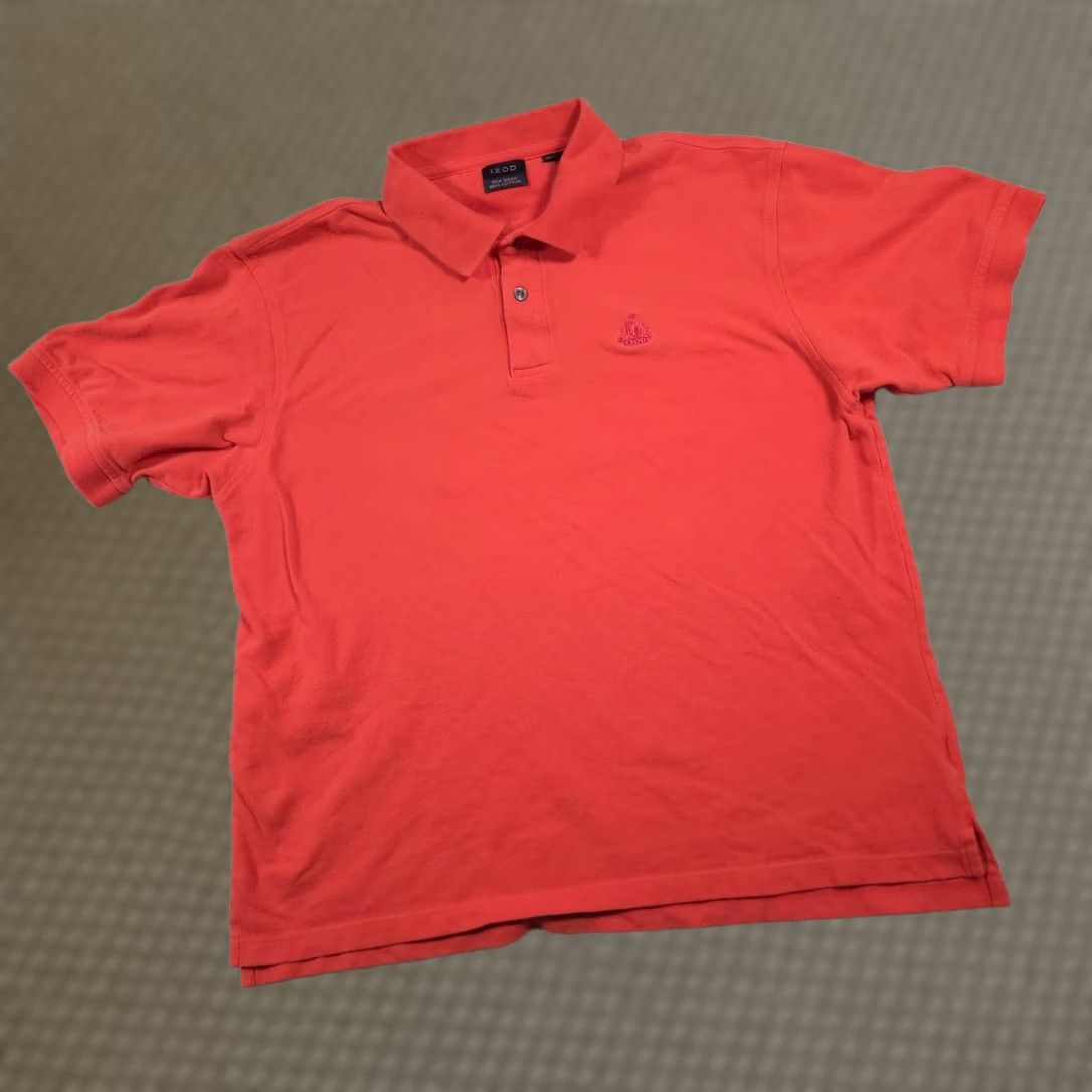 Izod IZOD Polo Shirt Mens XL Orange Silk Wash Pique Embroidered Crest Golf Short Sleeve Size US XL / EU 56 / 4 - 1 Thumbnail