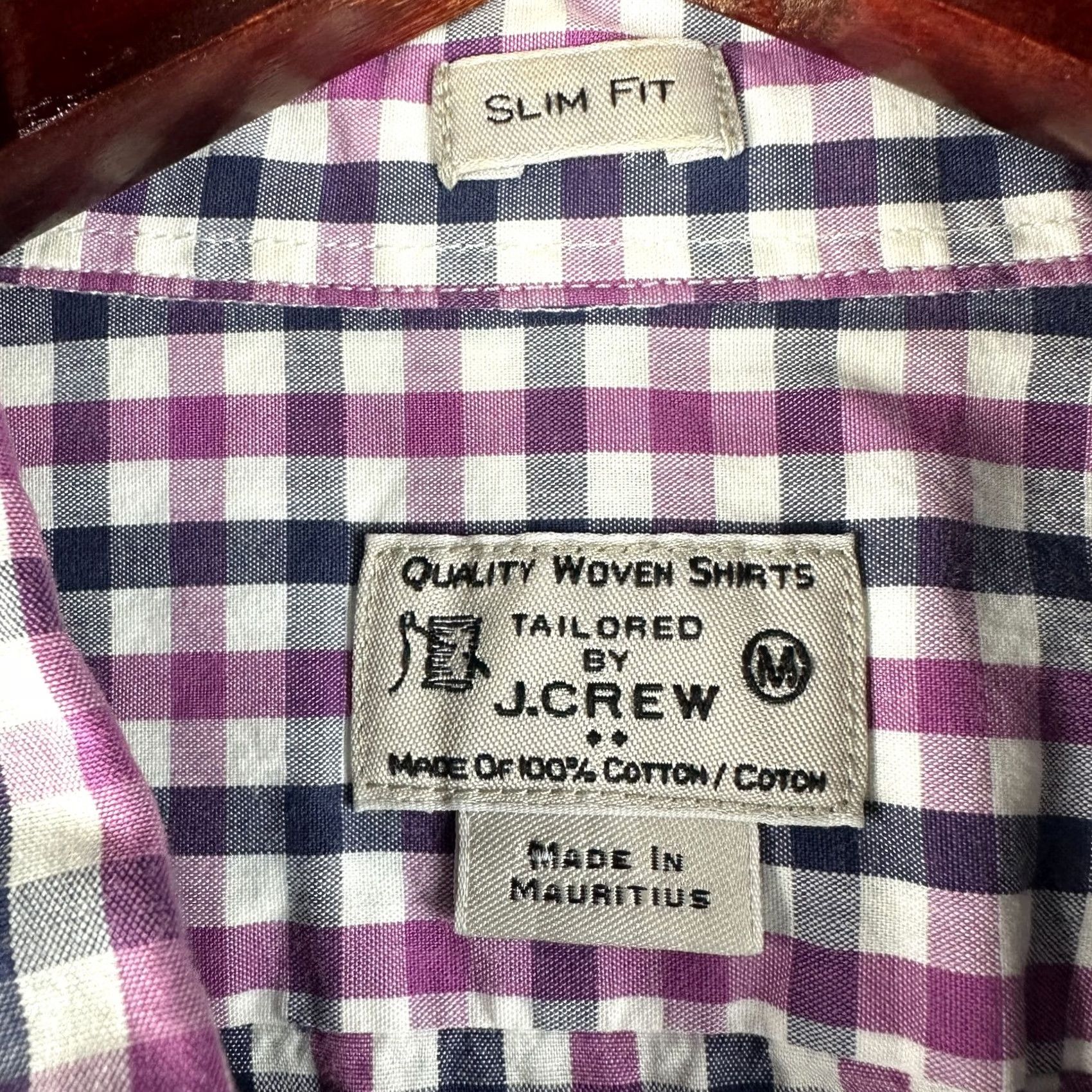 J.Crew J.CREW Shirt Mens Medium Slim Fit Purple Blue Check Cotton Button Down Pocket Size US M / EU 48-50 / 2 - 5 Thumbnail