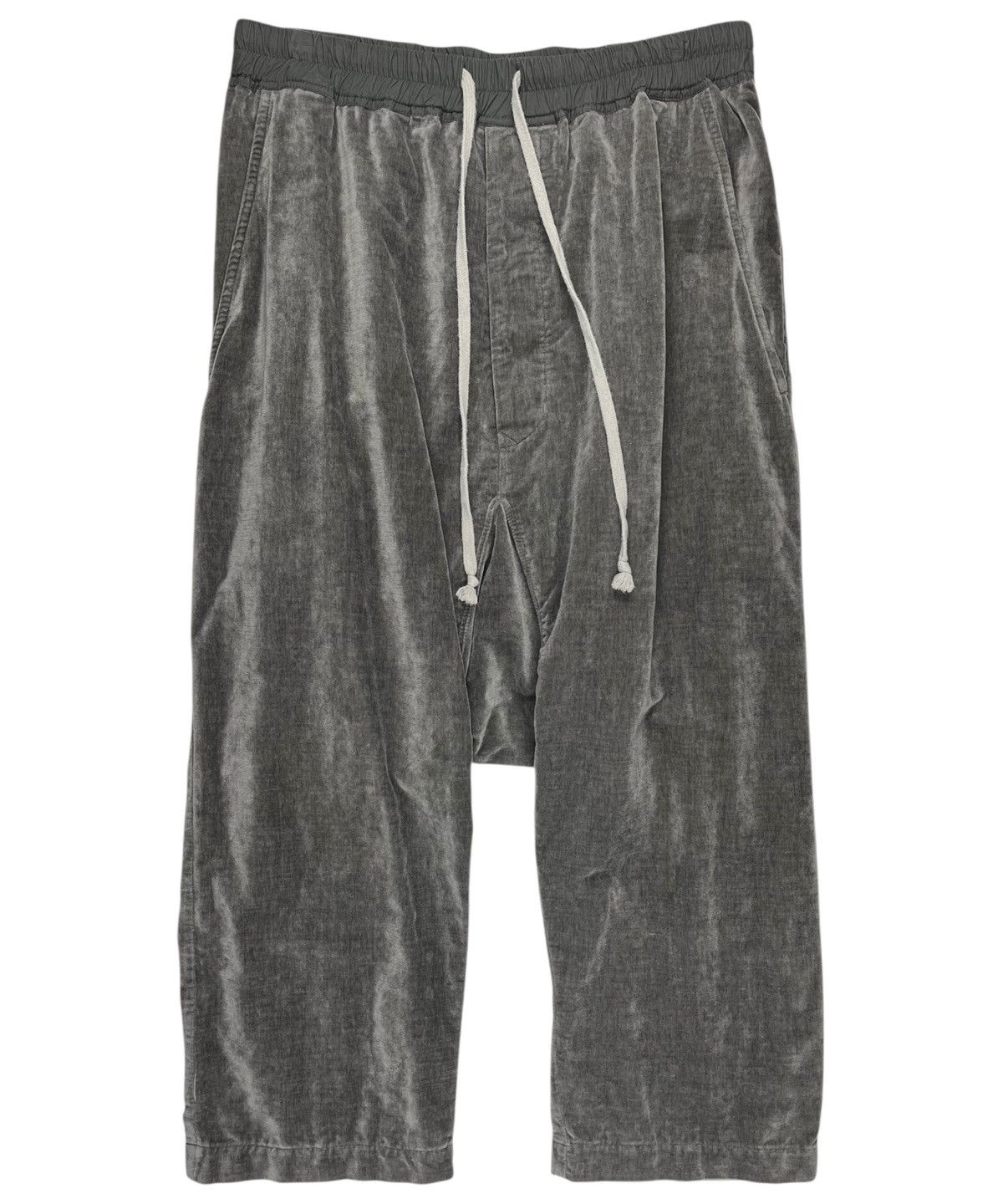 FW16 Rick Owens Velvet Drawstring Drop Crotch Crop Pants
