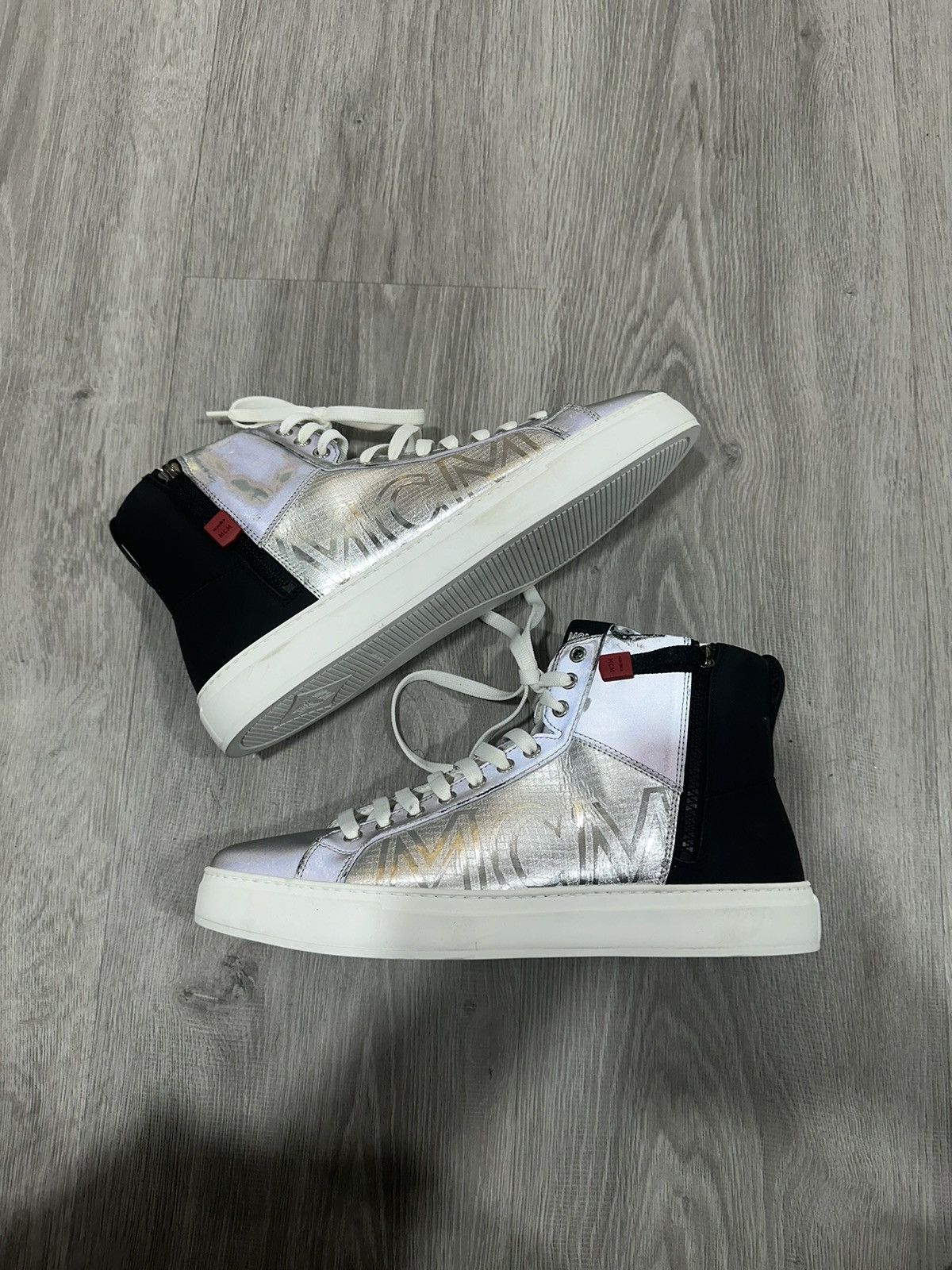 image of Factory Defect MCM High Top Shoes in Silver, Men's (Size 11)