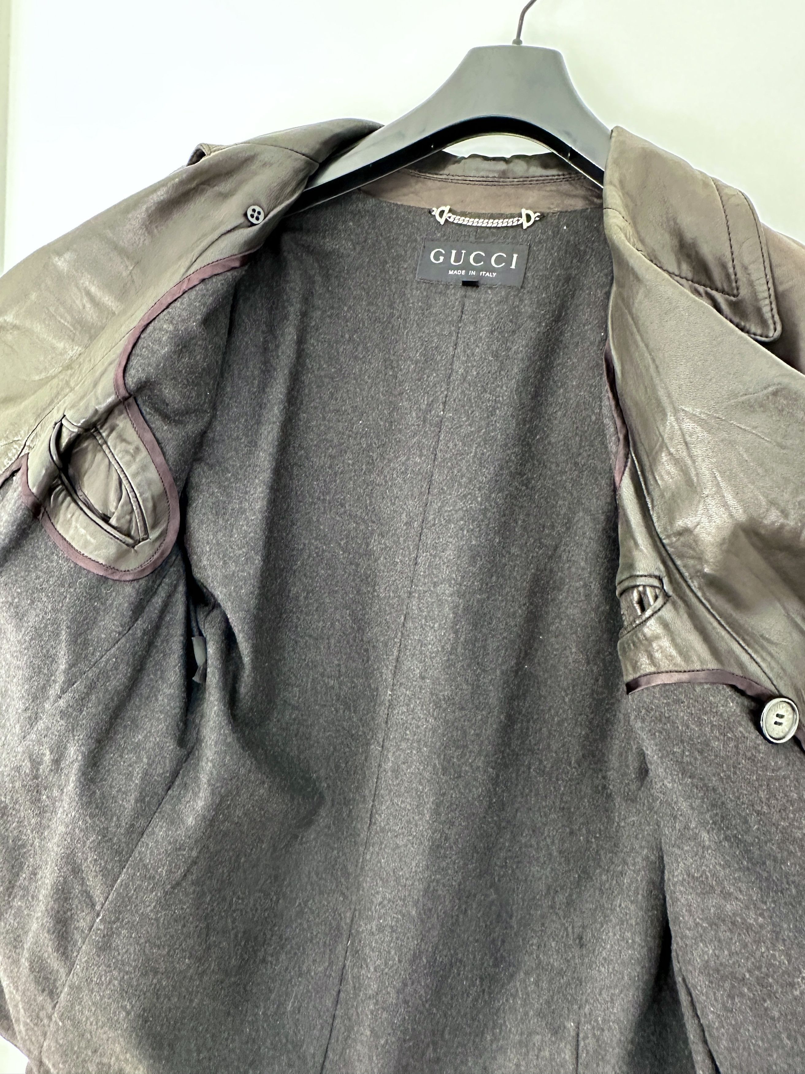 Gucci Men's Gucci Tom Ford Era Pea Coat Jacket Leather AUTHENTIC Size US M / EU 48-50 / 2 - 9 Thumbnail
