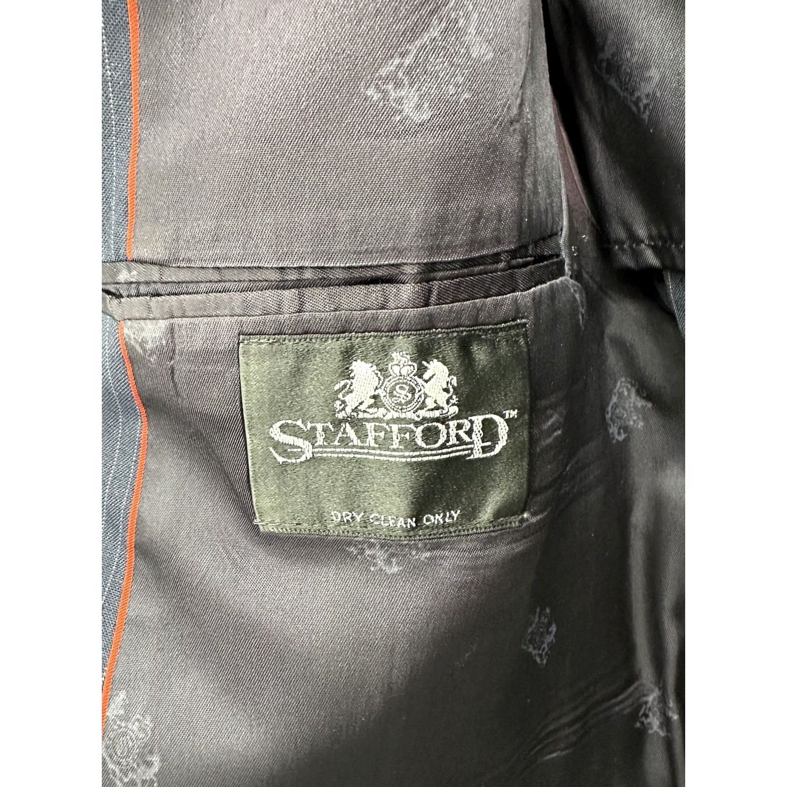 Stafford Stafford Blazer Size 41R Blue Pinstripe Two-Button Up Sports Coat Mens Regular Notch Lapel Jacket Front Button Style Two-Button Front Sizing 41R Size 42R - 6 Thumbnail