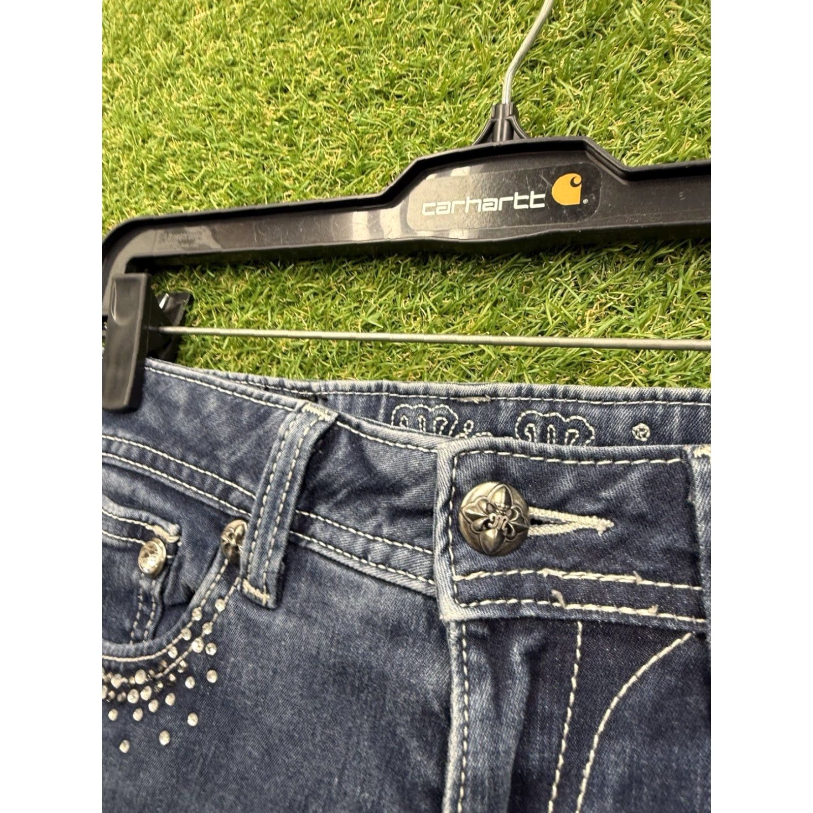 Miss Me Miss Me Jeans Womens 27 Mid Rise Skinny Embellished Y2K Denim Blue Slim 5-Pocket Design Distressed Stretch Vintage Style Womens Jeans Size 27" / US 4 / IT 40 - 6 Thumbnail