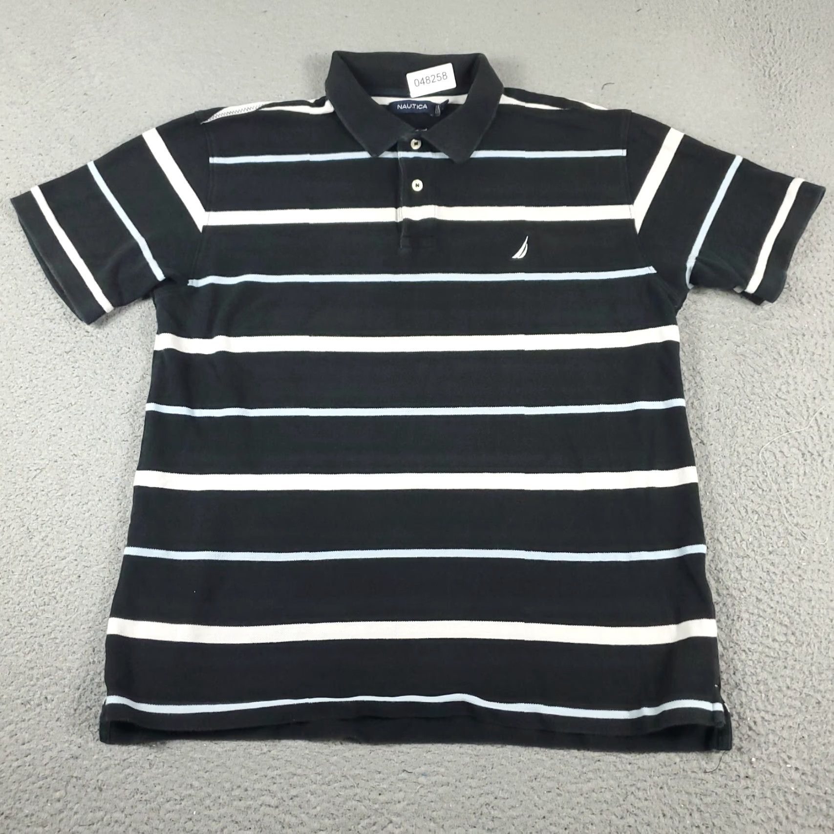 Nautica Nautica Polo Shirt Mens Large Black White Striped Short Sleeve Casual Polo Shirt - Nautica Classic Preppy Sport Size US L / EU 52-54 / 3 - 2 Thumbnail