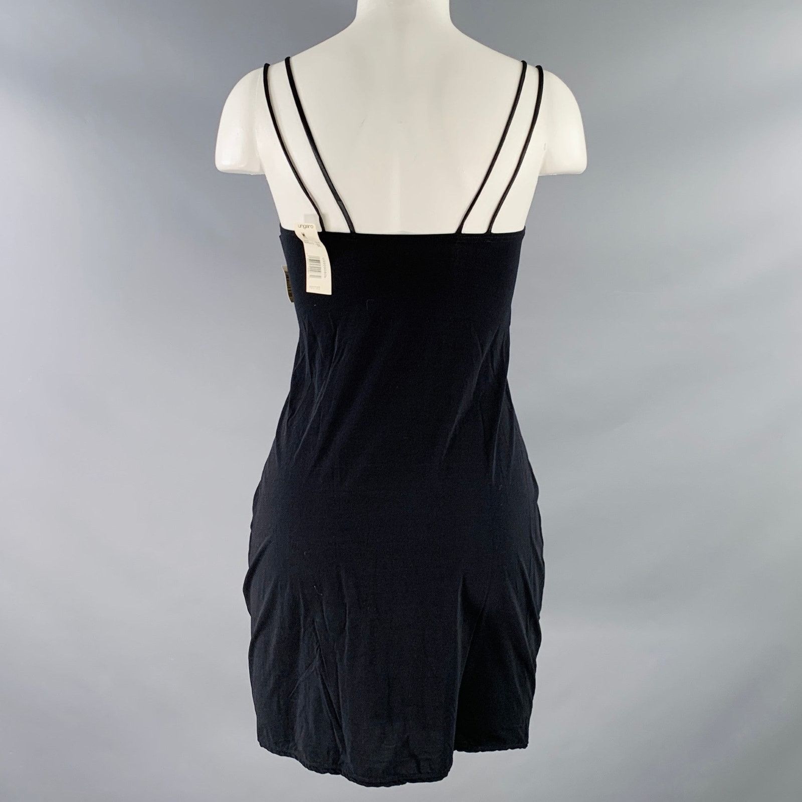Ungaro Paris Black Nylon Blend Mixed Fabrics Spaghetti Straps Casual Top Size M / US 6-8 / IT 42-44 - 4 Thumbnail