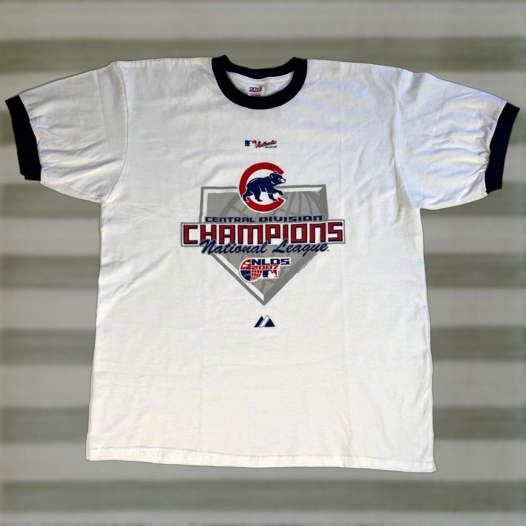 Anvil VINTAGE Chicago Cubs 2007 Central Division National League Champions Anvil T-Shirt XL White Mens Baseball Shirt Size US XL / EU 56 / 4 - 1 Thumbnail