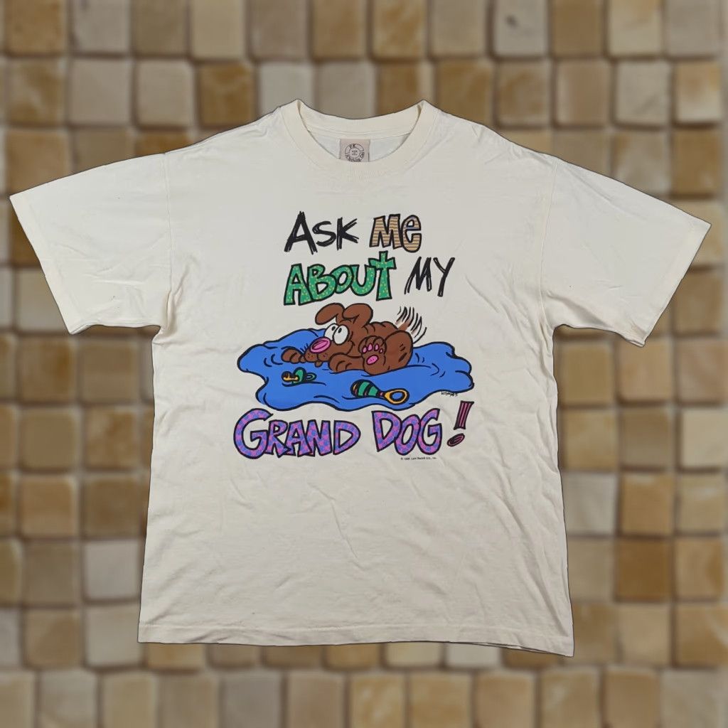 Vintage VINTAGE 90s Cartoon Dog T-Shirt Mens Large White Cotton Retro Funny Puppy Comics Y2K Size US L / EU 52-54 / 3 - 1 Thumbnail