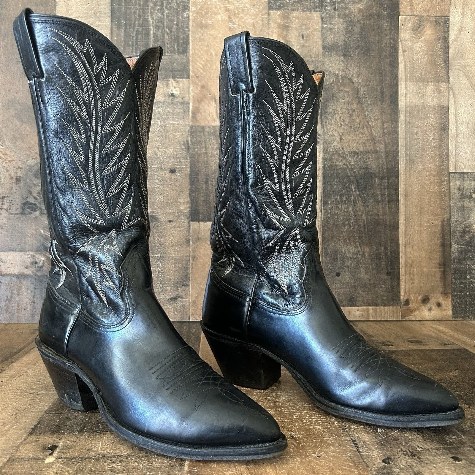 Nocona Boots Nocona Vintage Classic Black Western Cowboy Boots Mens 8 D Size US 8 / EU 41 - 2 Thumbnail