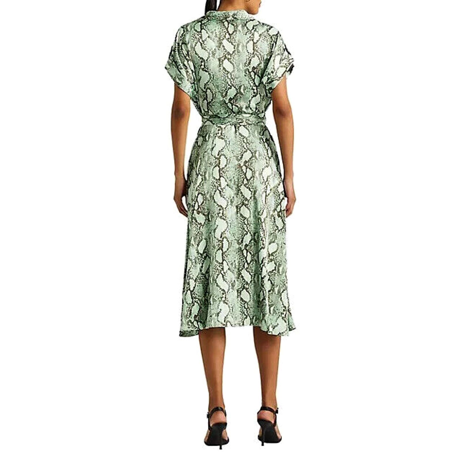 Lauren Ralph Lauren RALPH LAUREN - MINT GREEN SNAKE PRINT SILKY MIDI DRESS SZ 2 Size XS / US 0-2 / IT 36-38 - 4 Thumbnail
