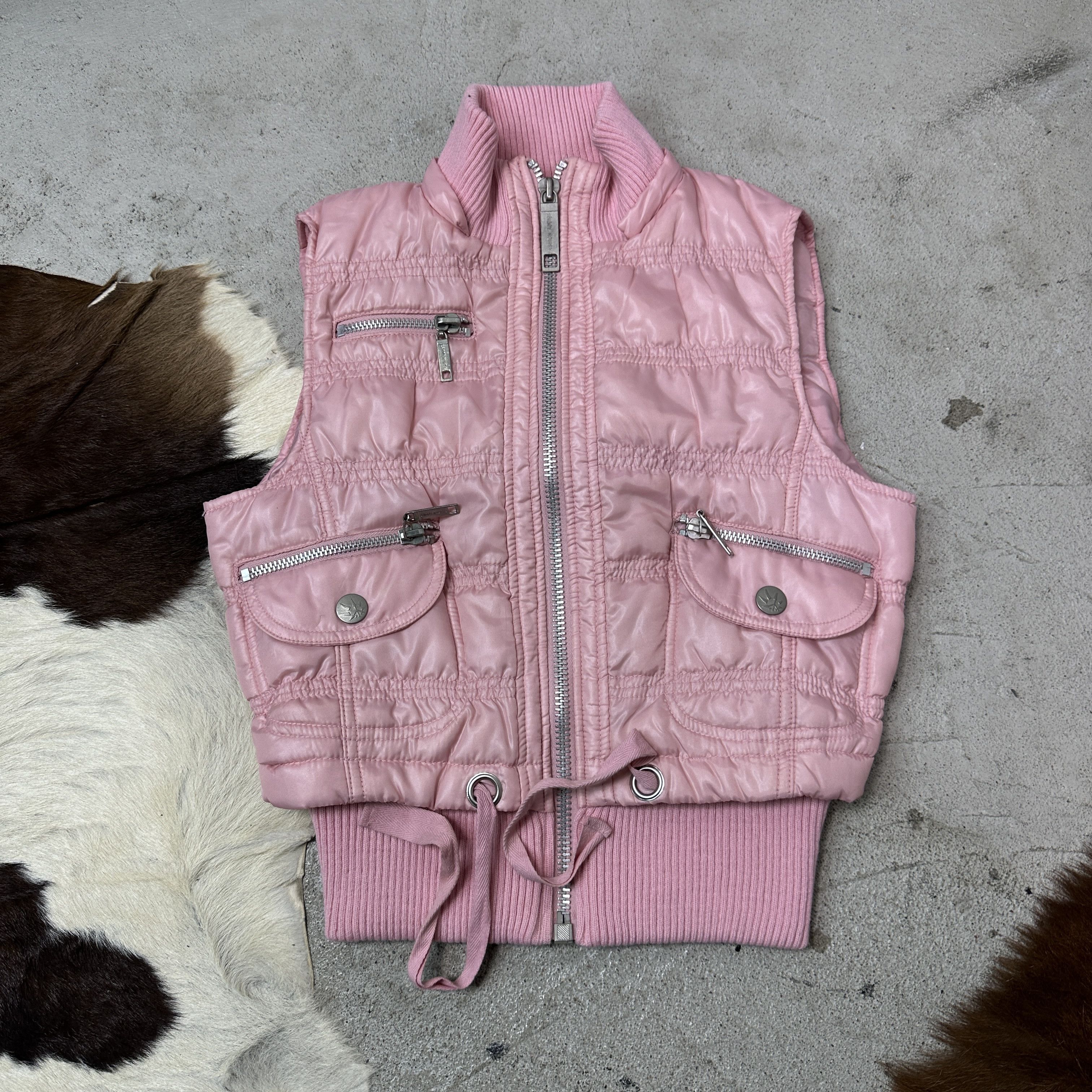 Vintage Vintage Baby Pink Fitted Puffer Zipped Vest Y2K Size M / US 6-8 / IT 42-44 - 2 Thumbnail