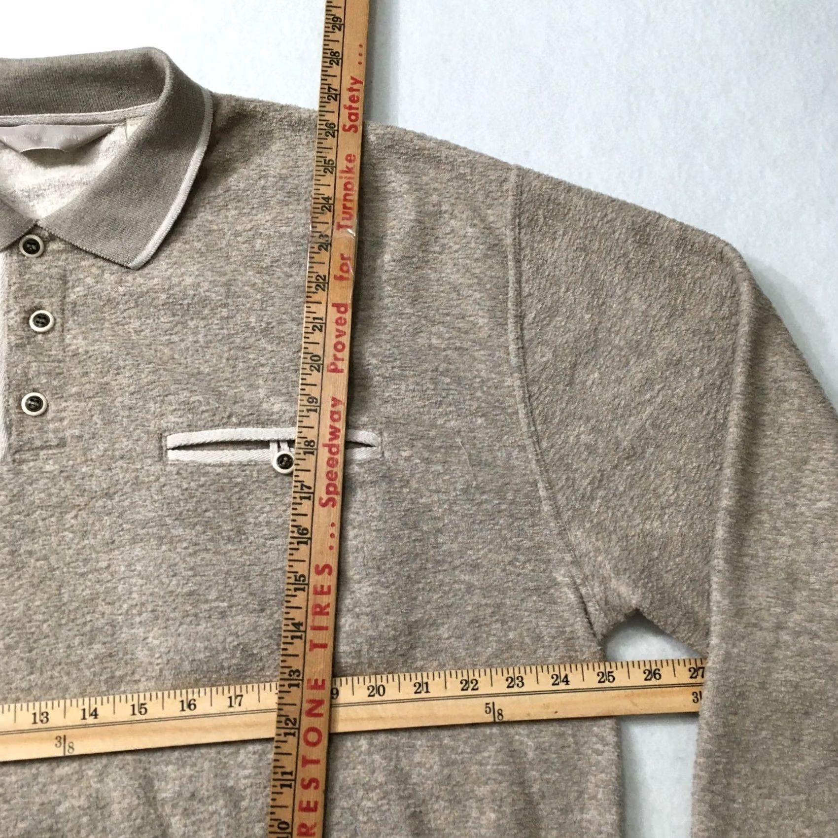 Vintage VINTAGE Taylor & Henry Men's XL Polo Collar Sweatshirt Long Sleeve BEIGE Size US XL / EU 56 / 4 - 4 Thumbnail