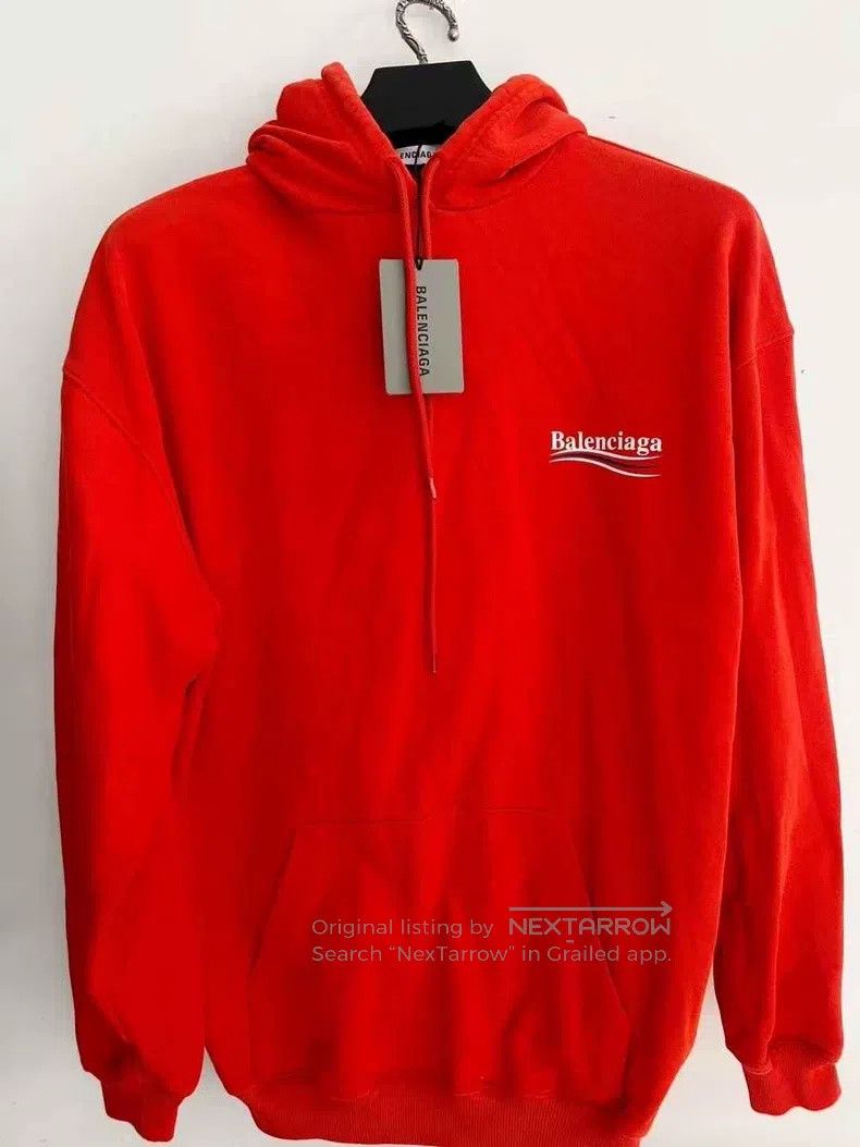 Balenciaga Balenciaga Red Hooded Sweatshirt Size US S / EU 44-46 / 1 - 1 Thumbnail